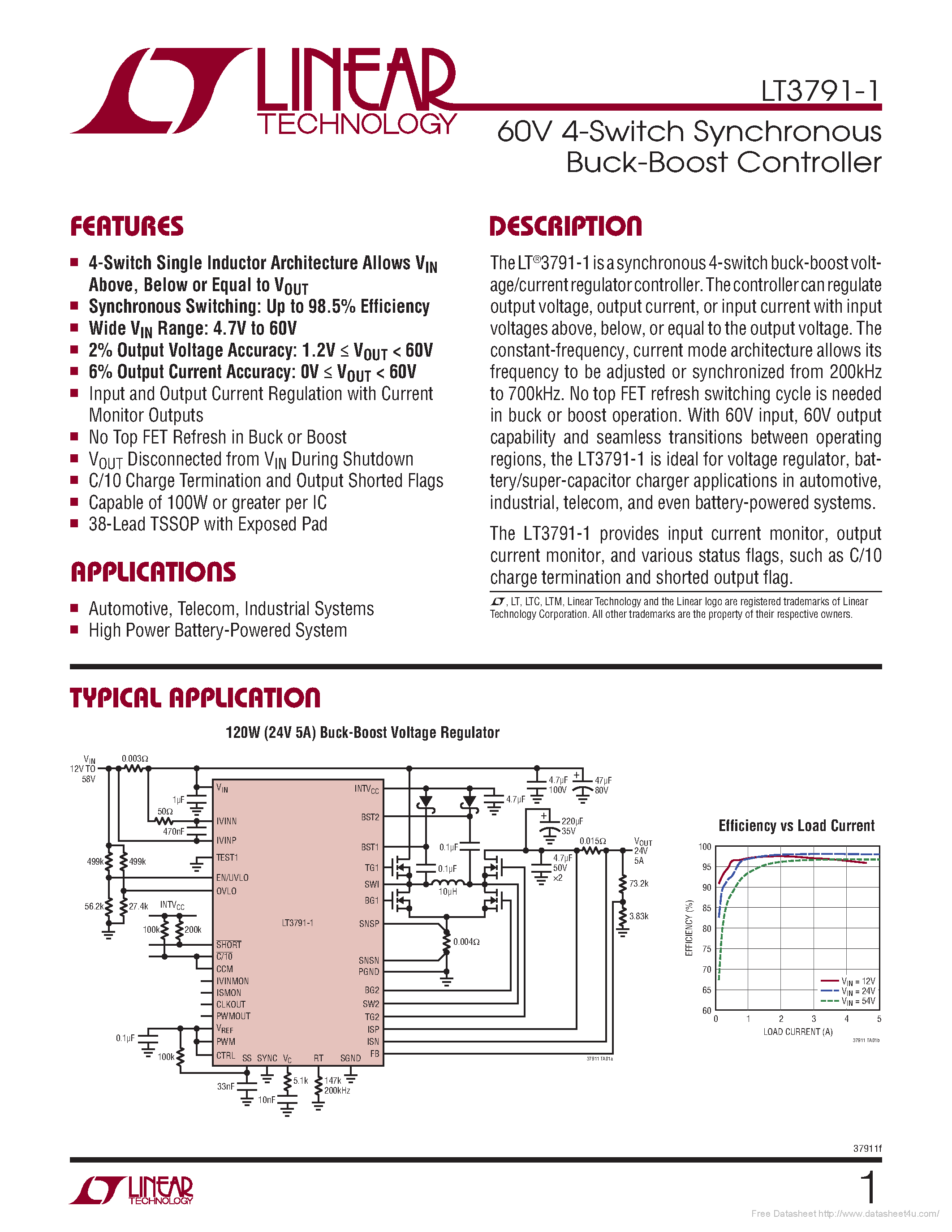 Datasheet LT3791-1 - page 1