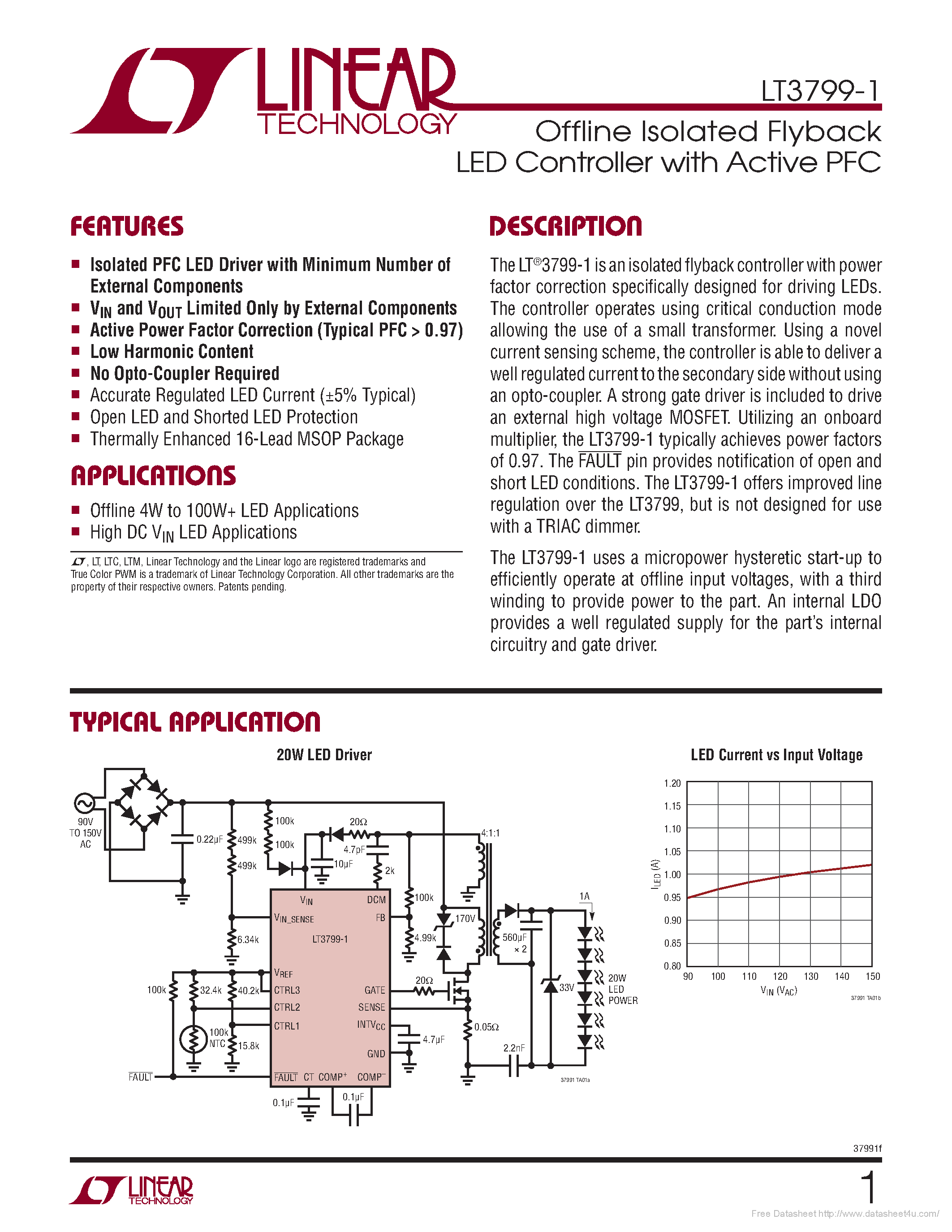 Datasheet LT3799-1 - page 1