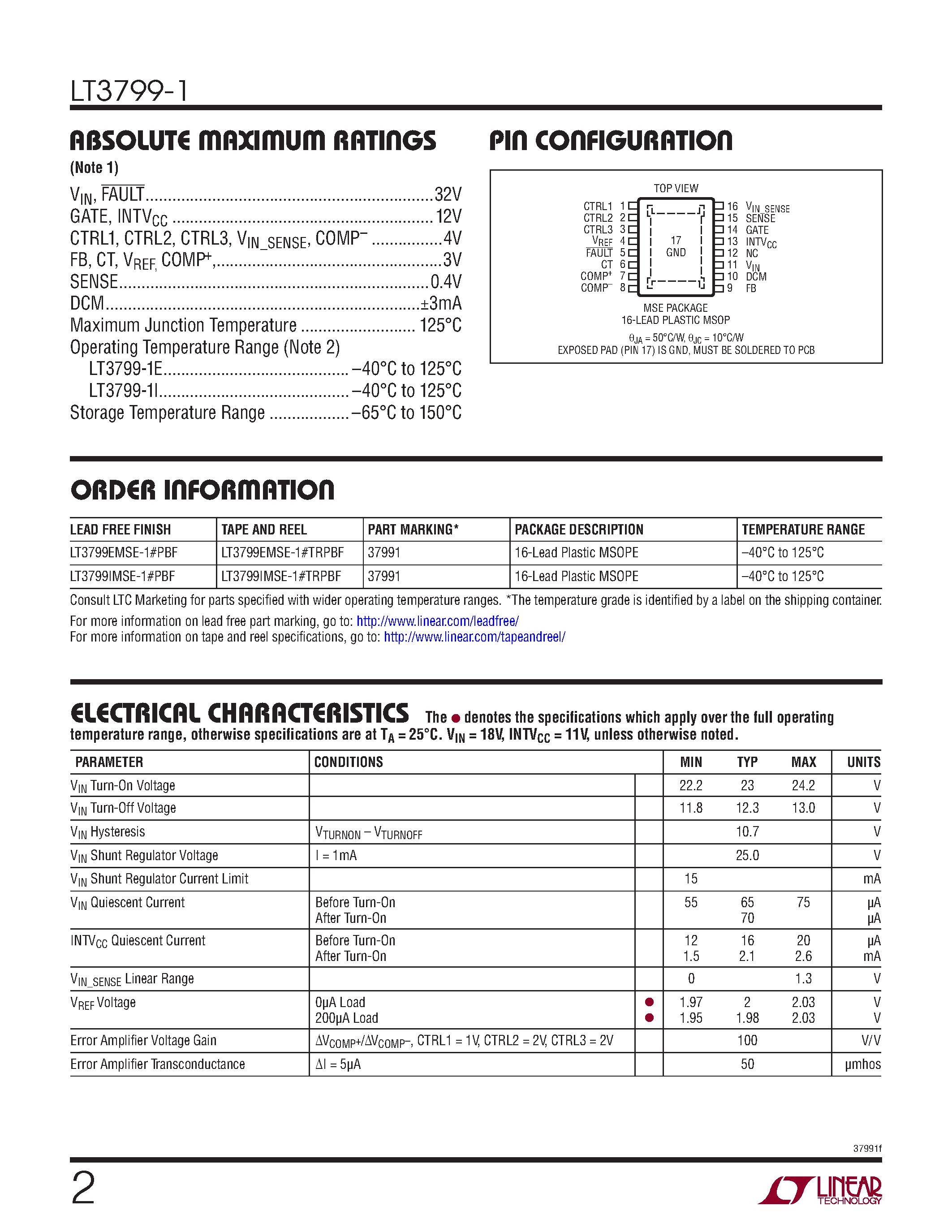 Datasheet LT3799-1 - page 2