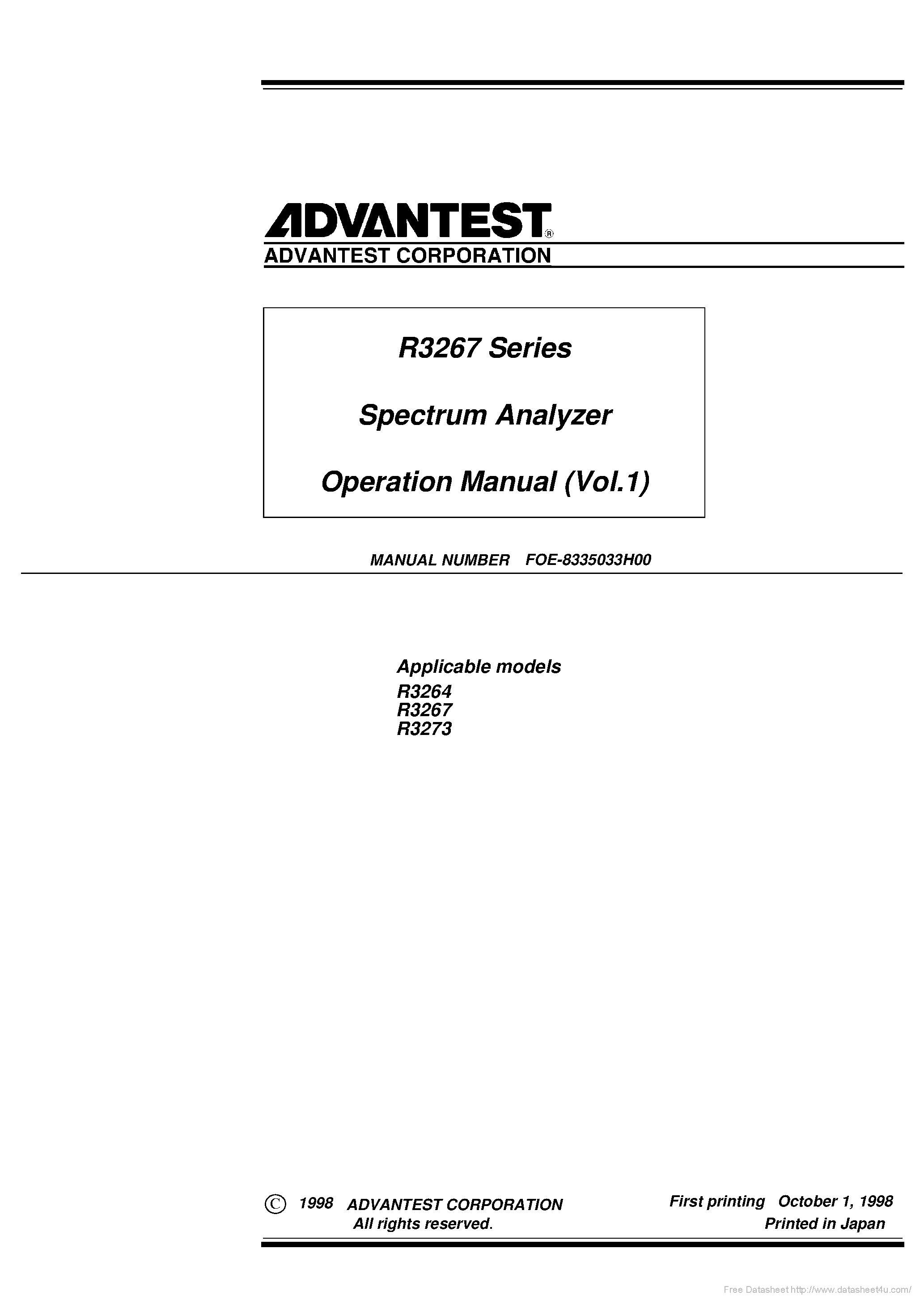 Datasheet Advantest R3264 - page 1