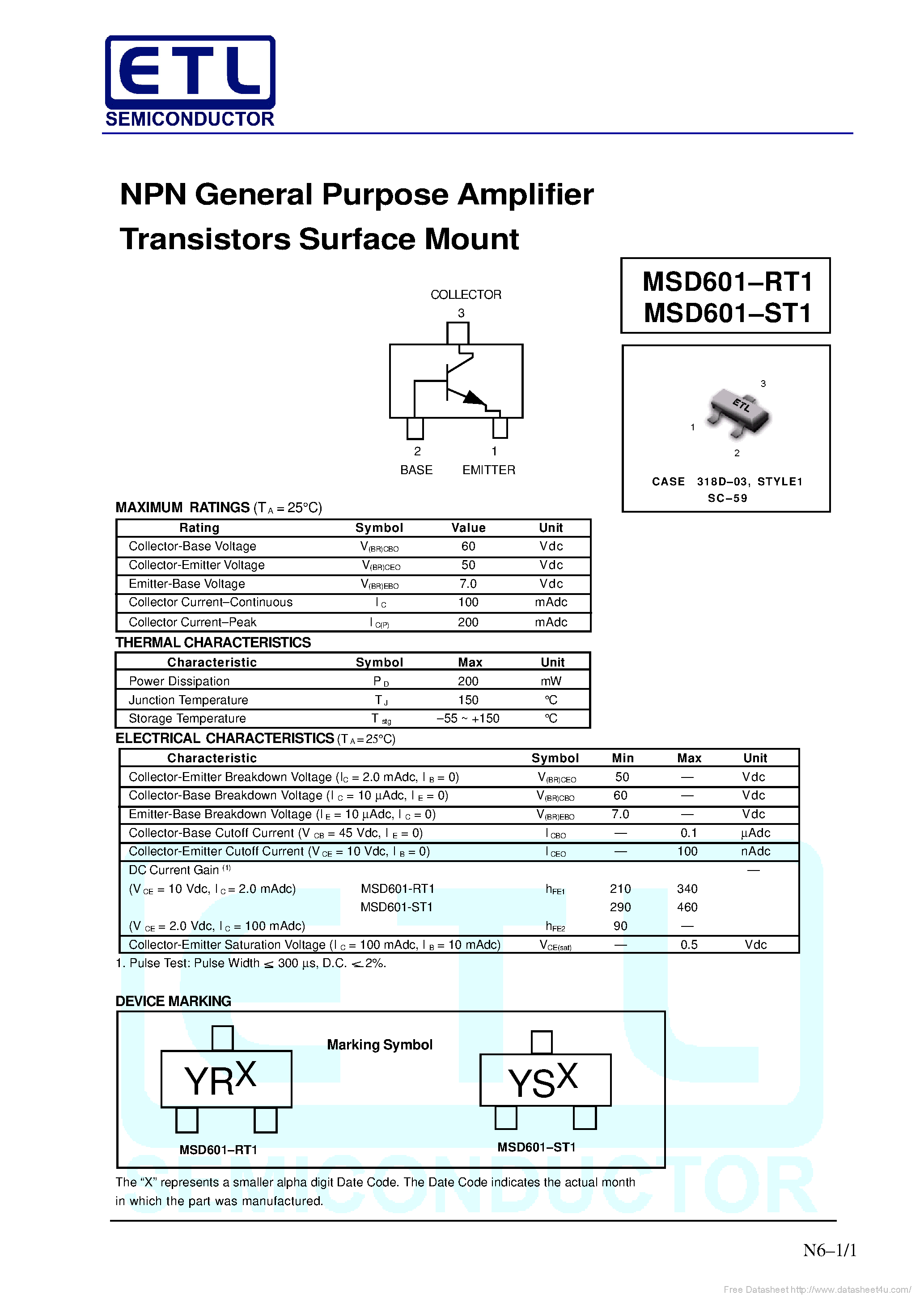 Datasheet MSD601-RT1 - page 1