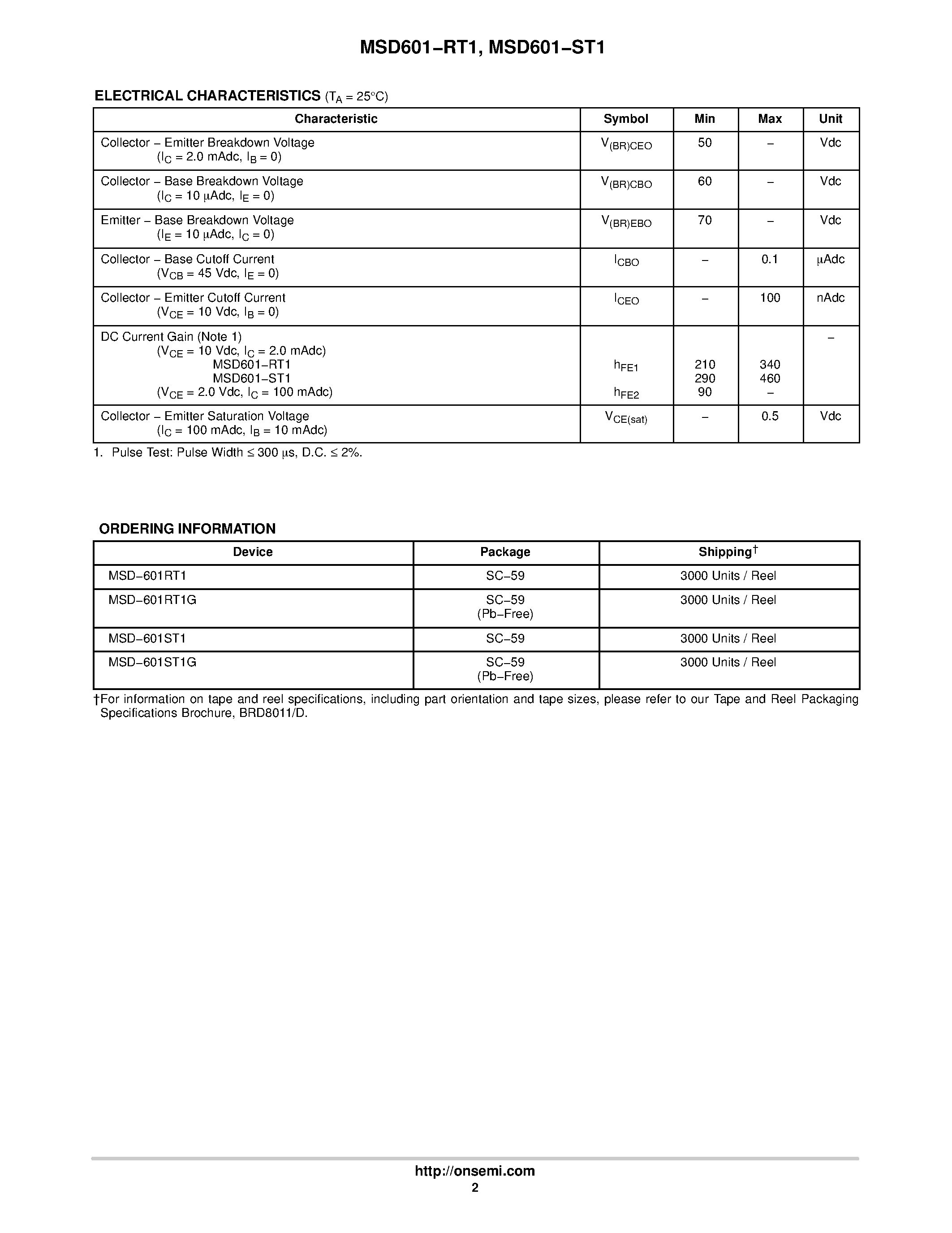Datasheet MSD601-RT1 - page 2