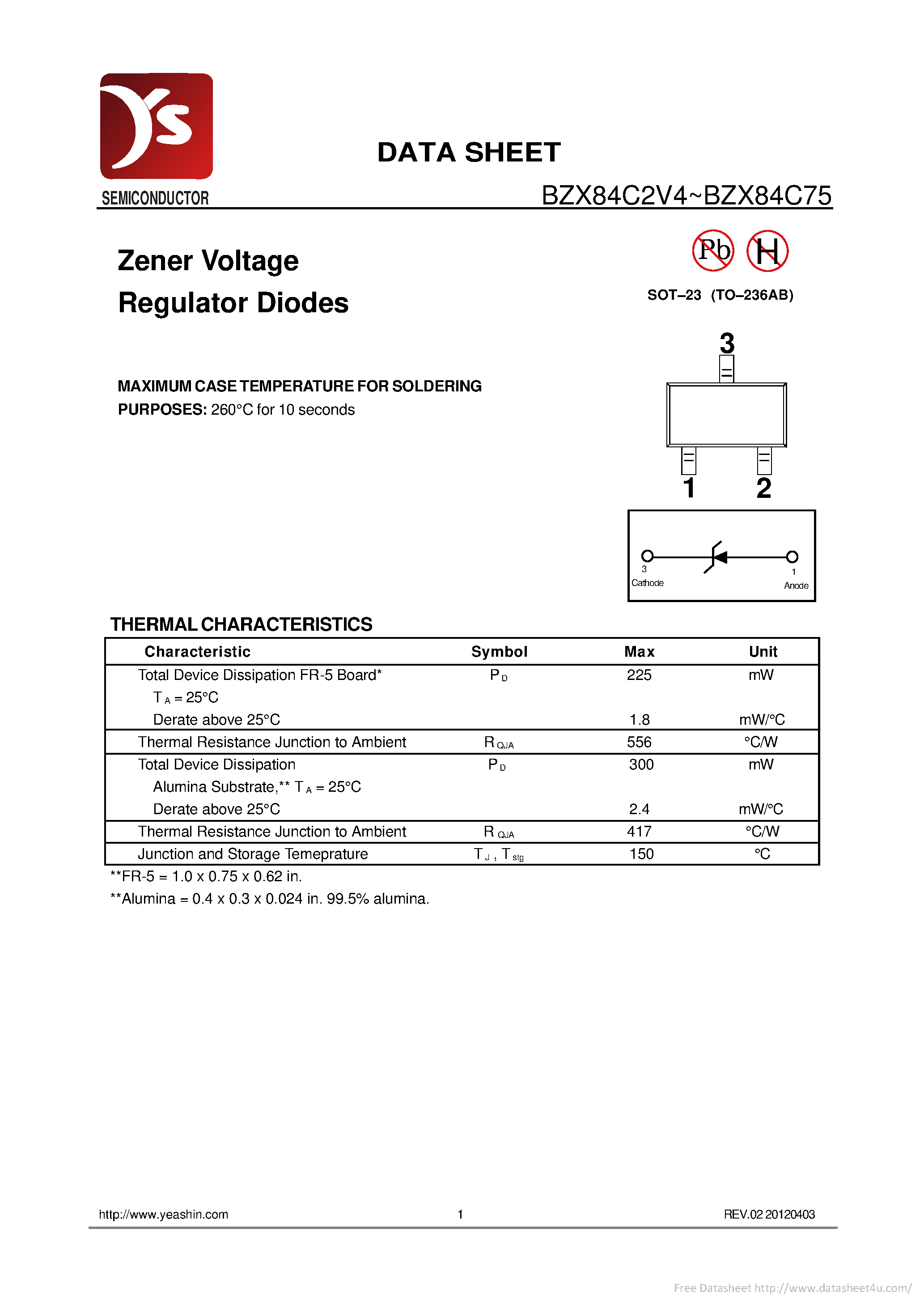 Datasheet BZX84C10V - page 1