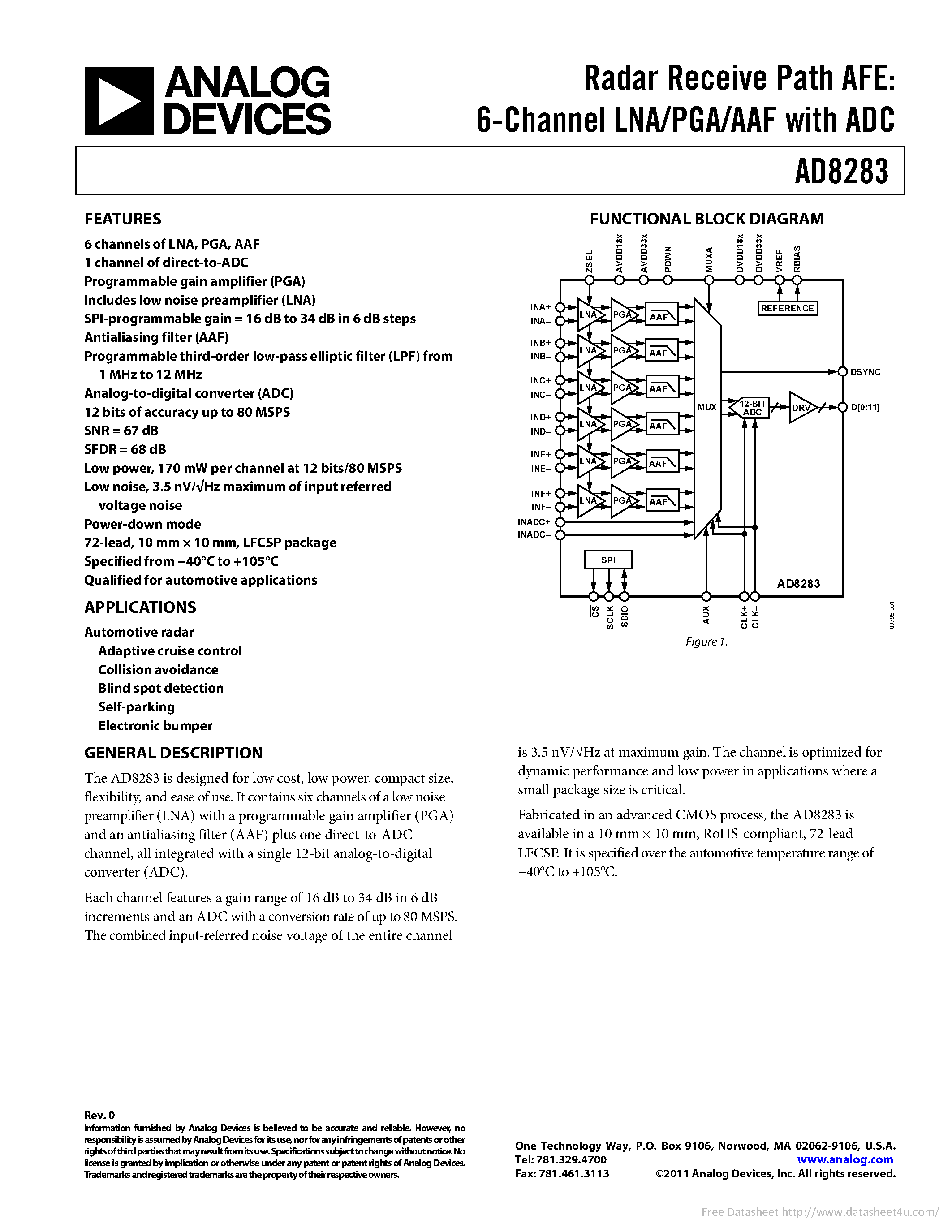 Даташит AD8283 - страница 1