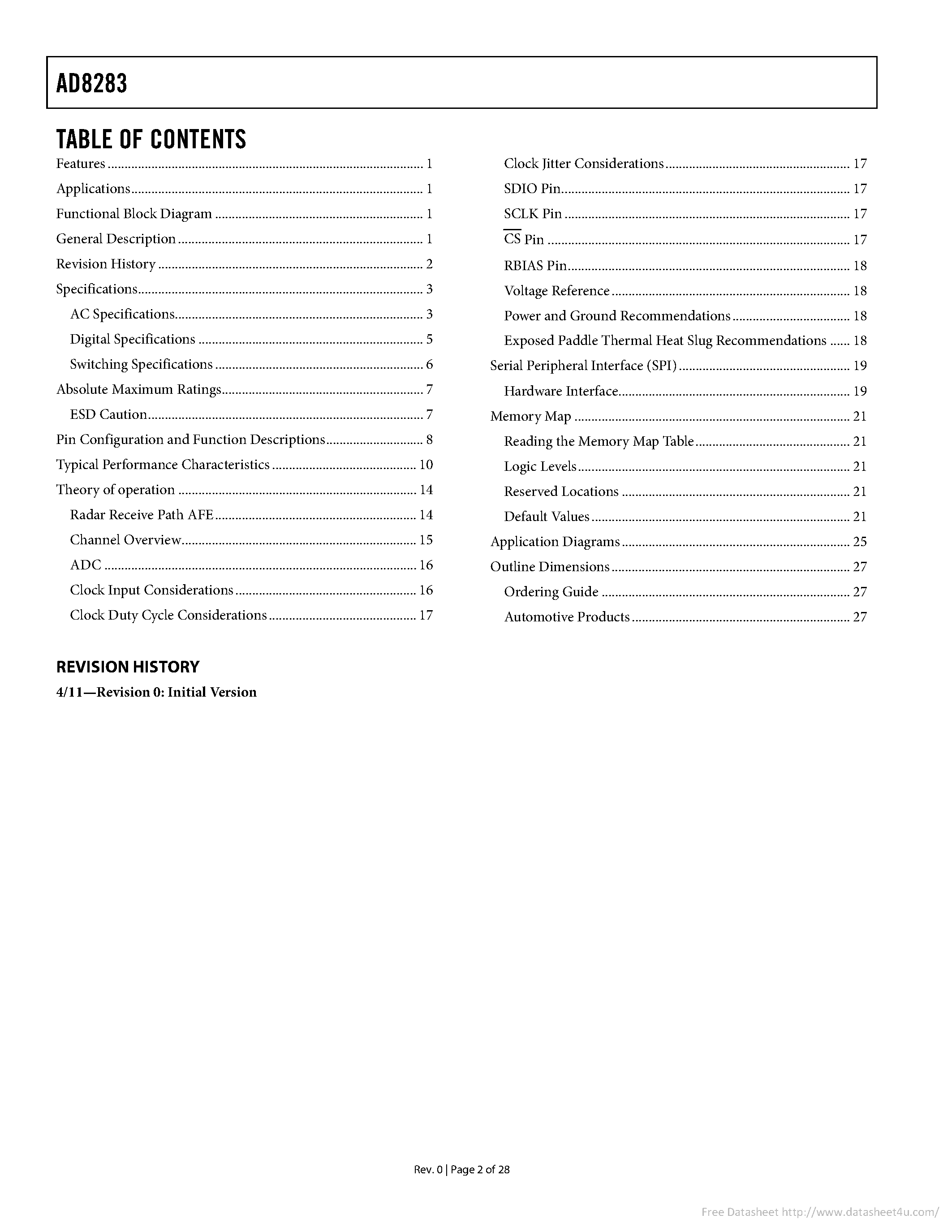 Даташит AD8283 - страница 2