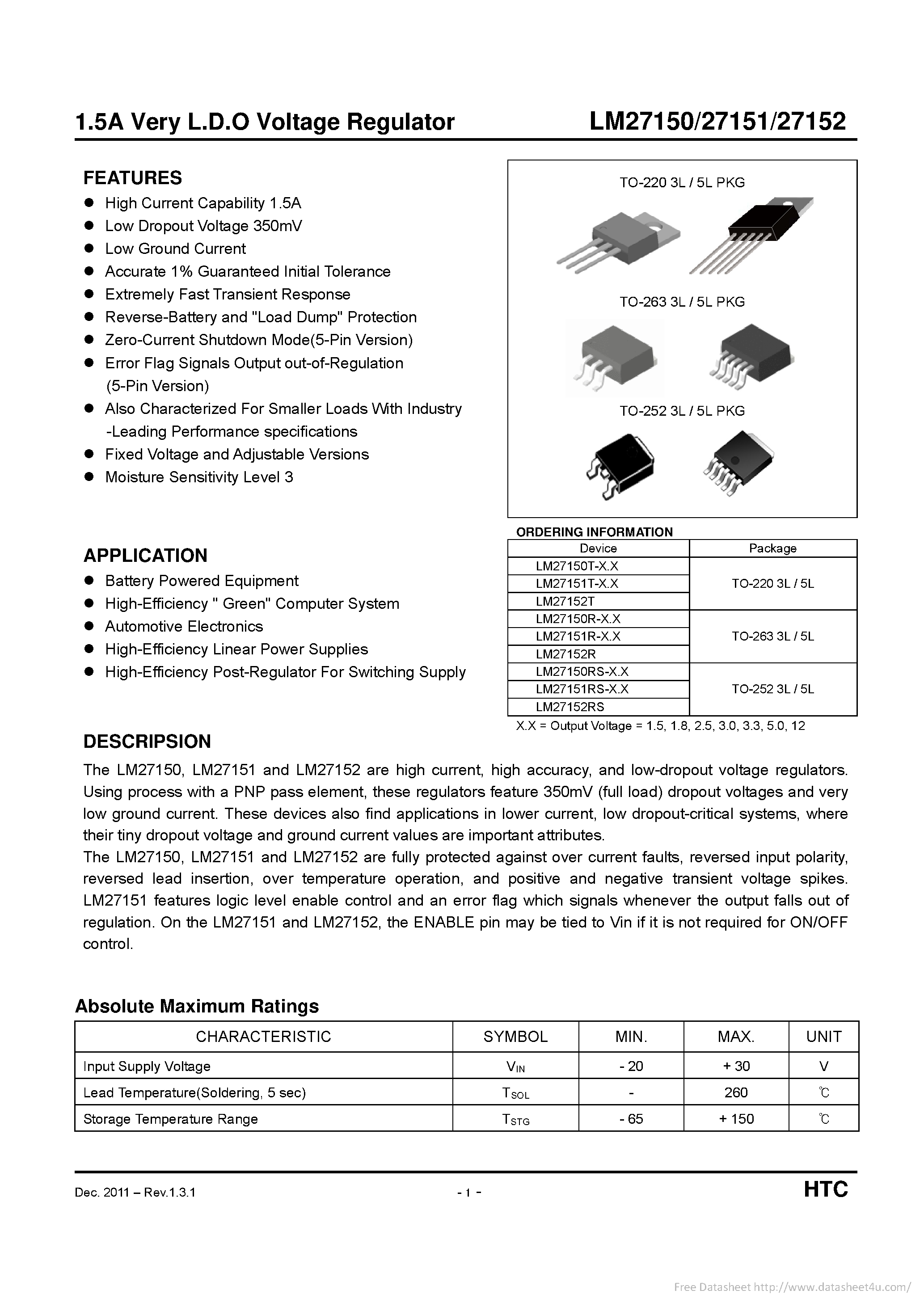 Даташит LM27150 - страница 1