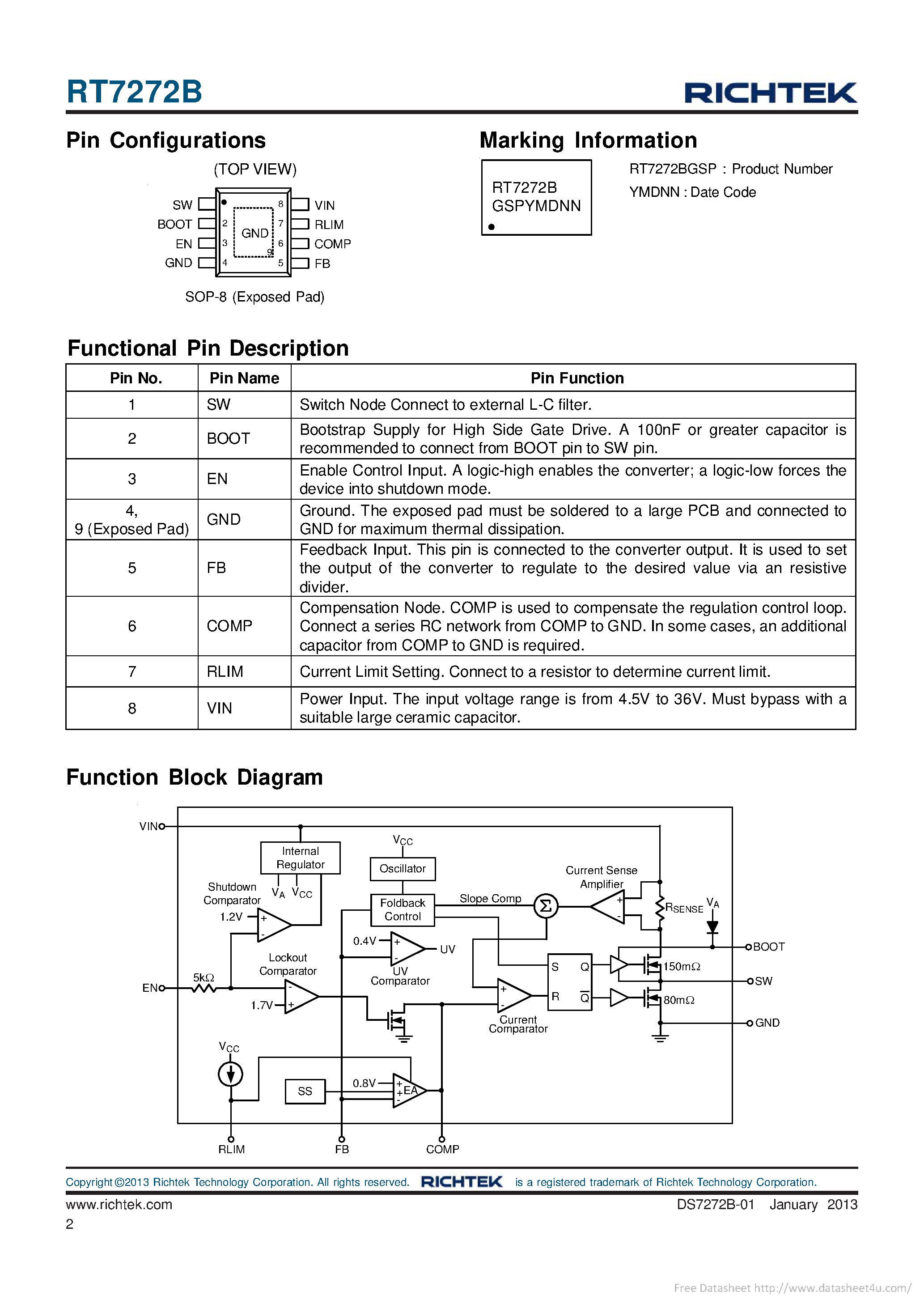 Даташит на микросхему RT7272B страница 2 Даташит RT7272B - страница 2