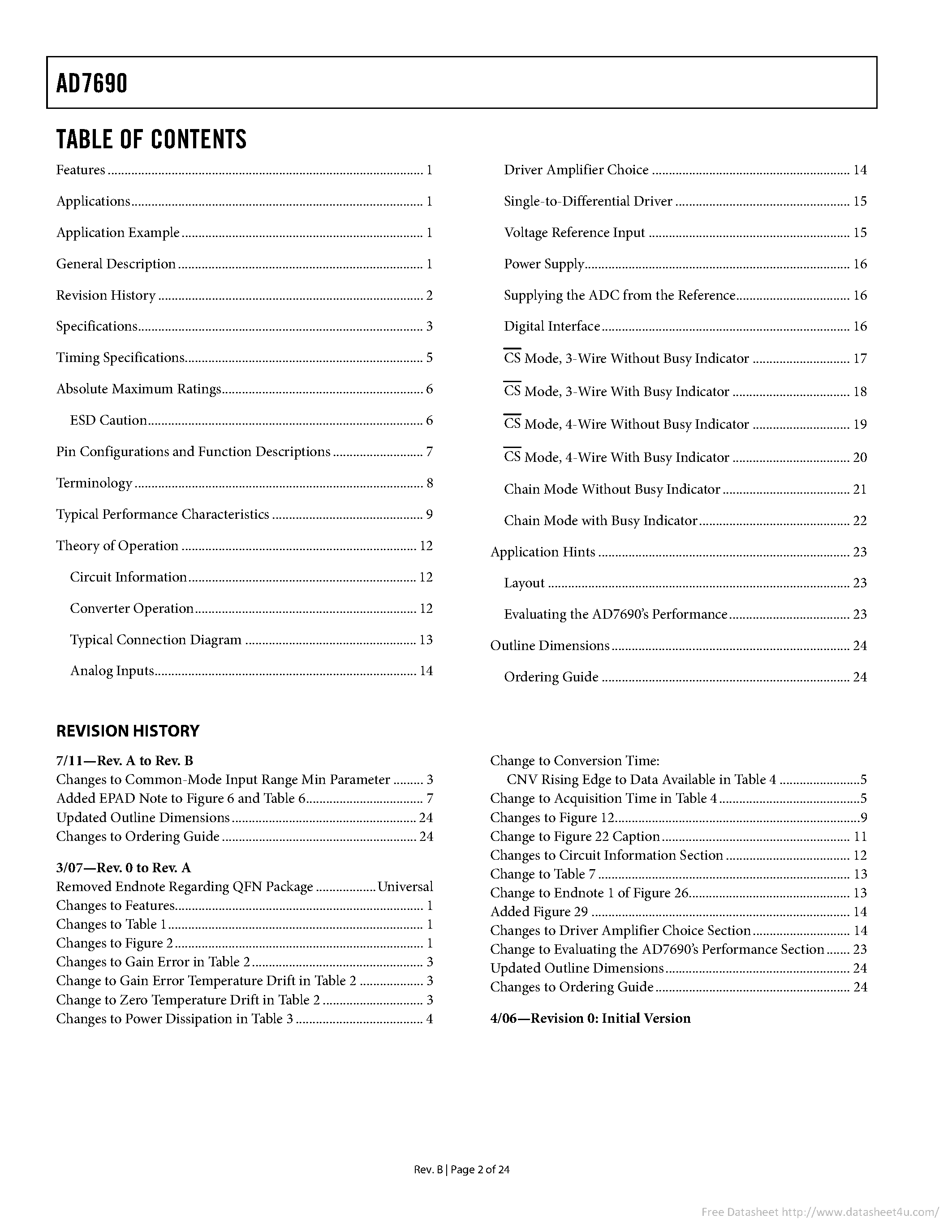 Даташит на микросхему AD7690 страница 2 Даташит AD7690 - страница 2