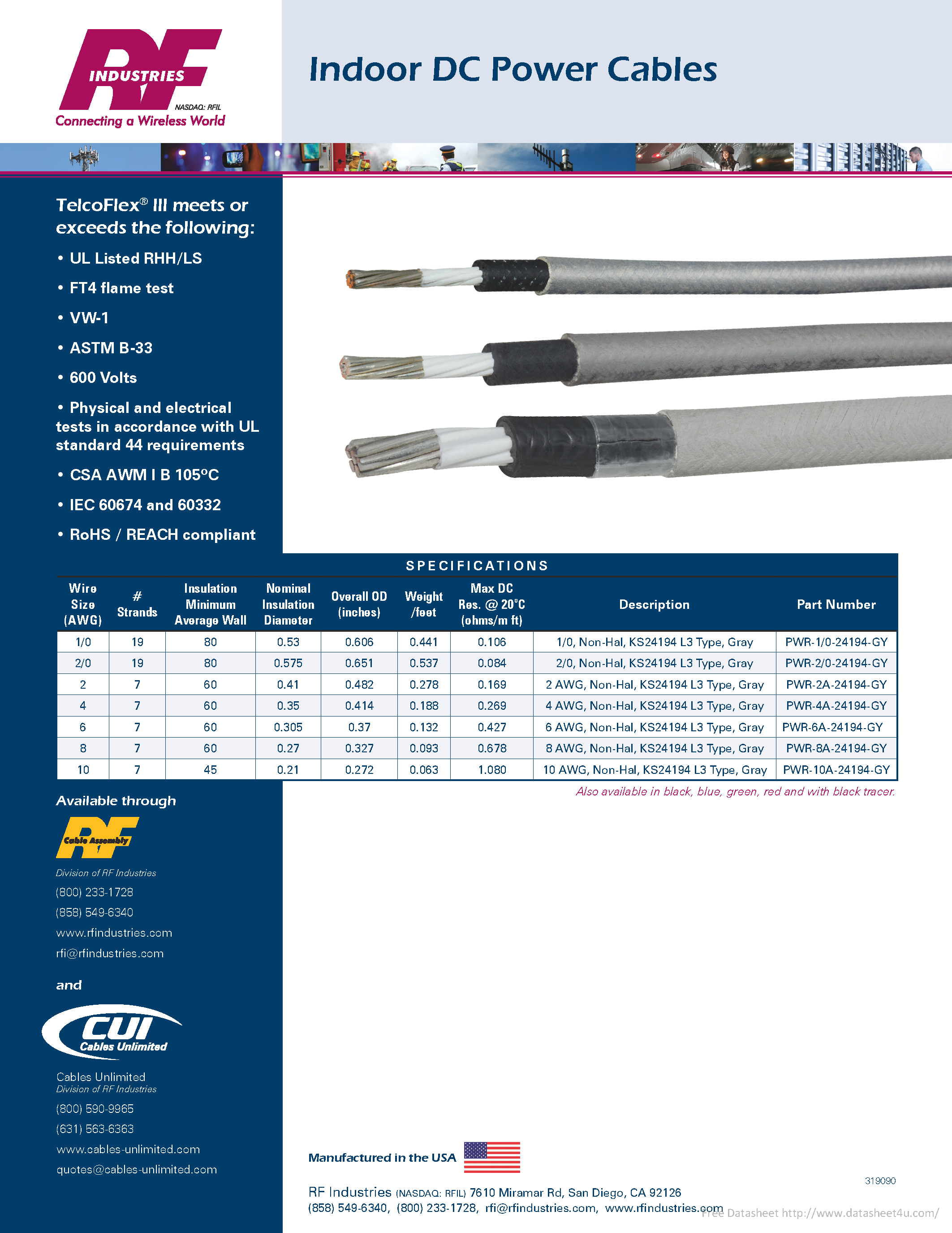Datasheet PWR-1/0-24194-GY page 1 Datasheet PWR-1/0-24194-GY - page 1