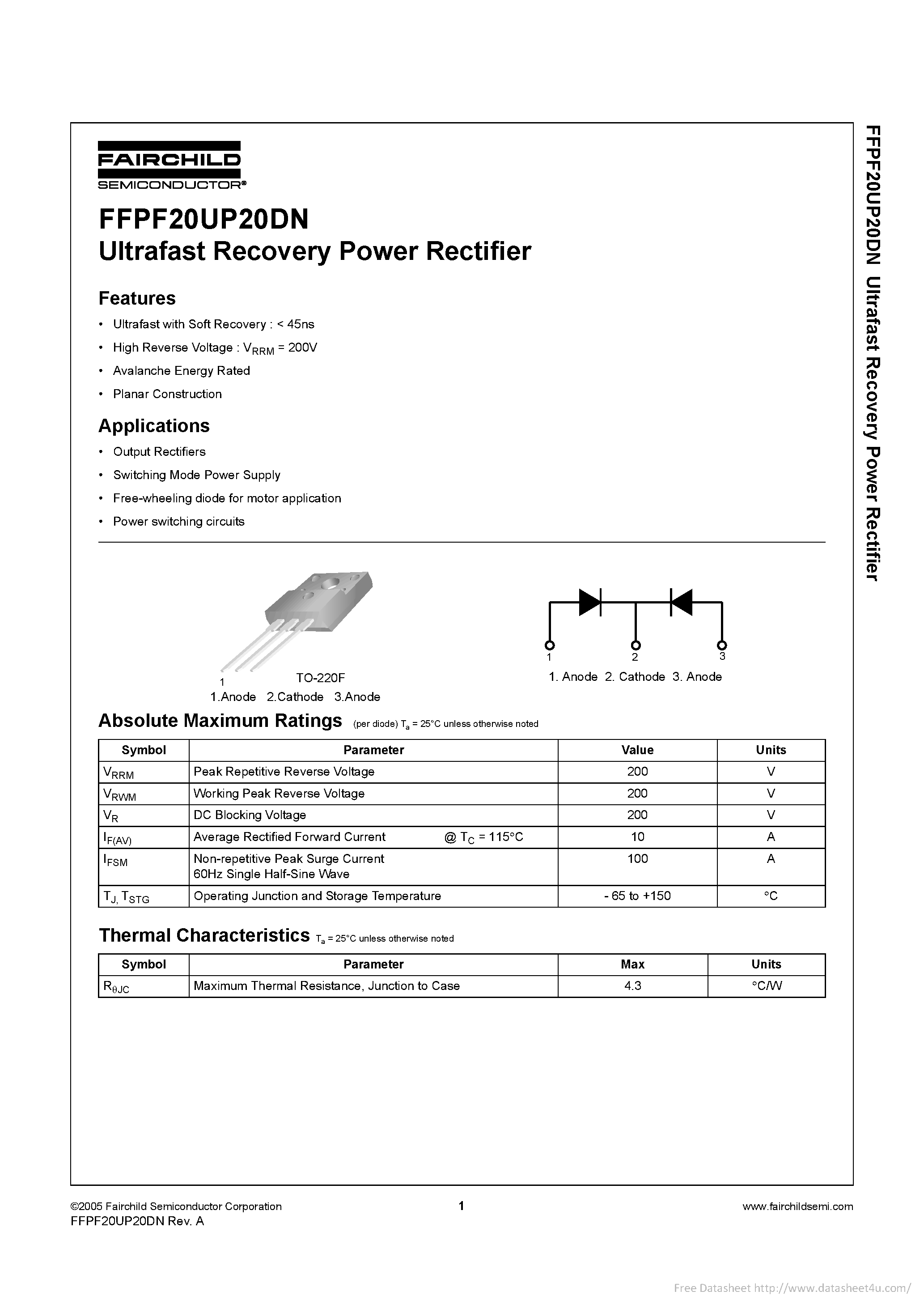 Datasheet FFPF20UP20DN - page 1