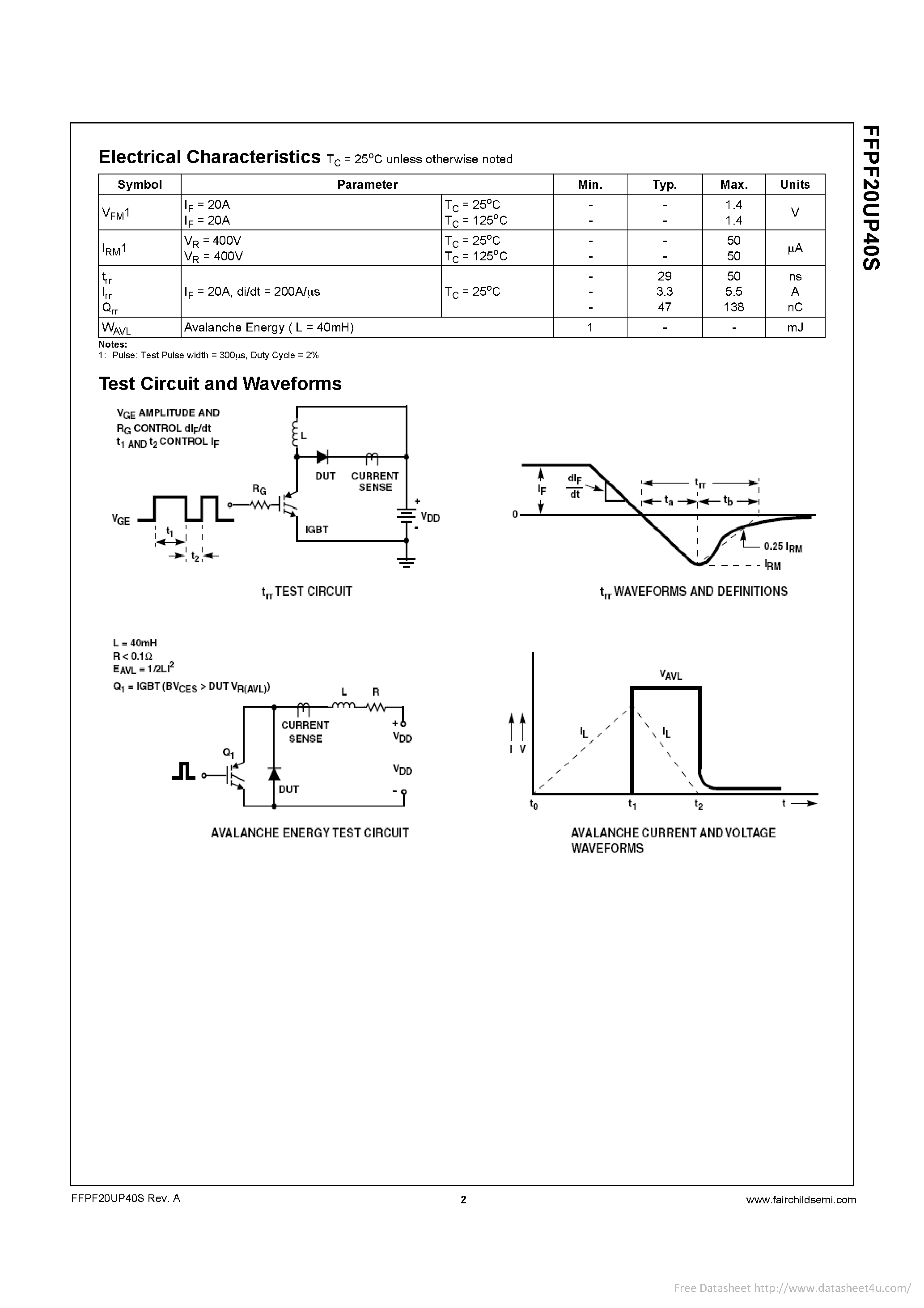 Даташит на микросхему FFPF20UP40S страница 2 Даташит FFPF20UP40S - страница 2