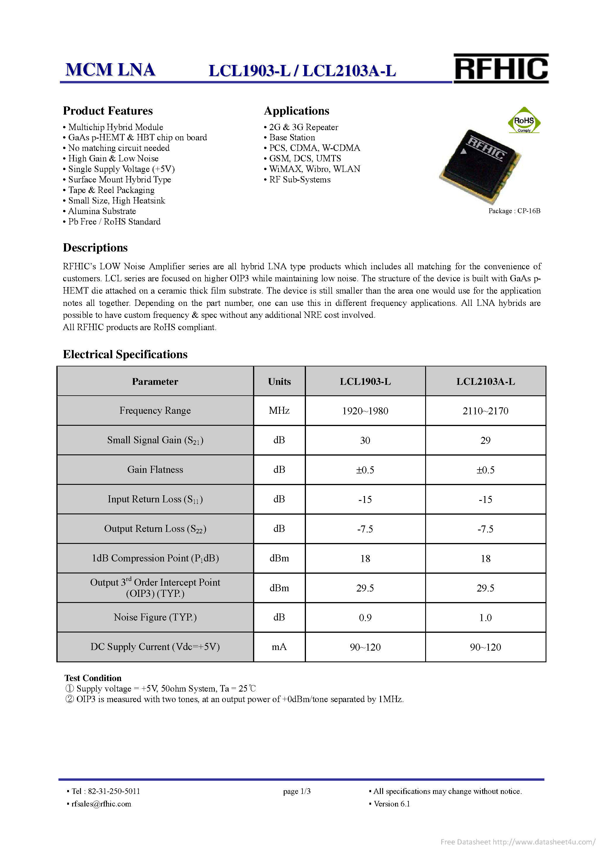 Datasheet LCL1903-L - page 1