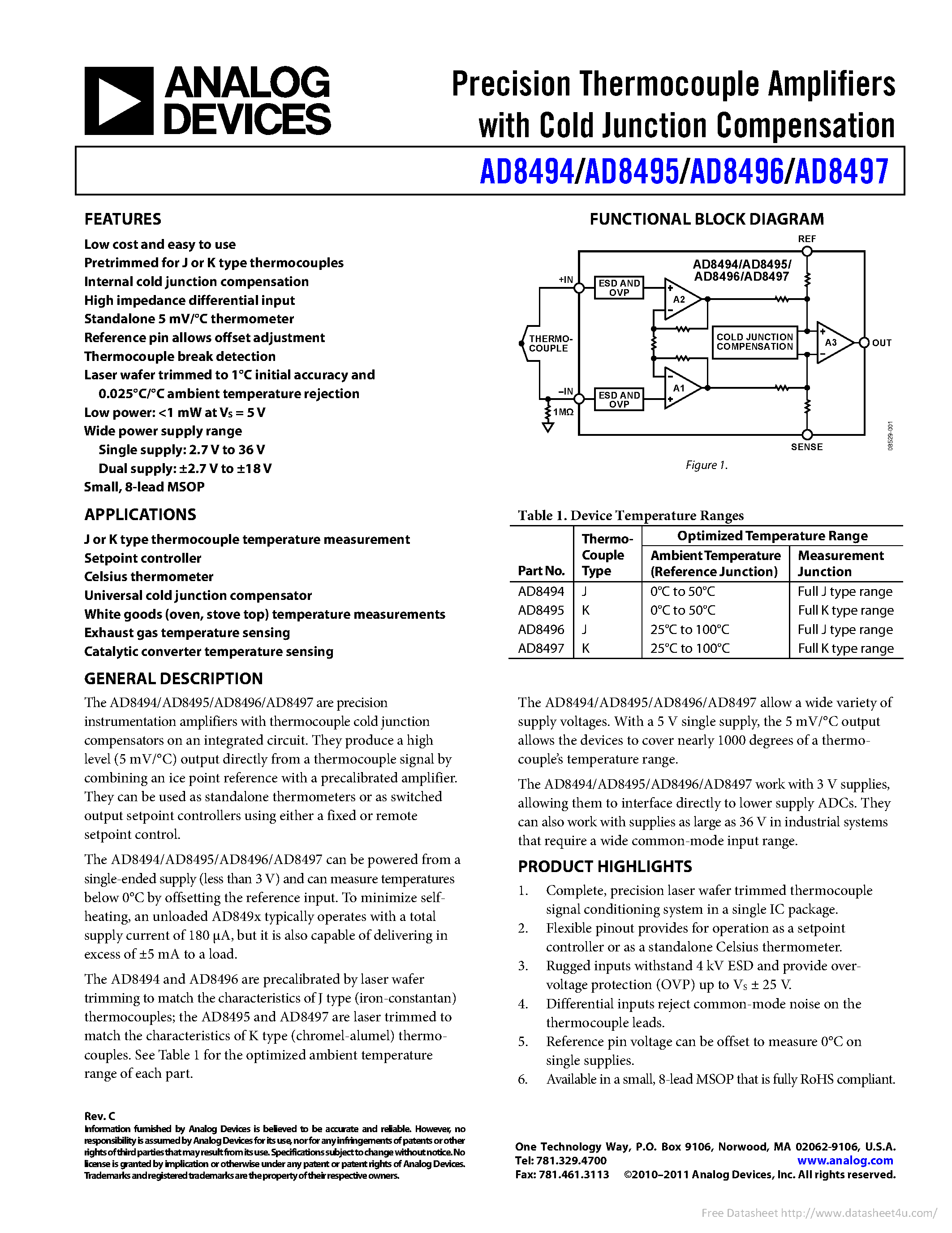 Datasheet ADC8494 - page 1