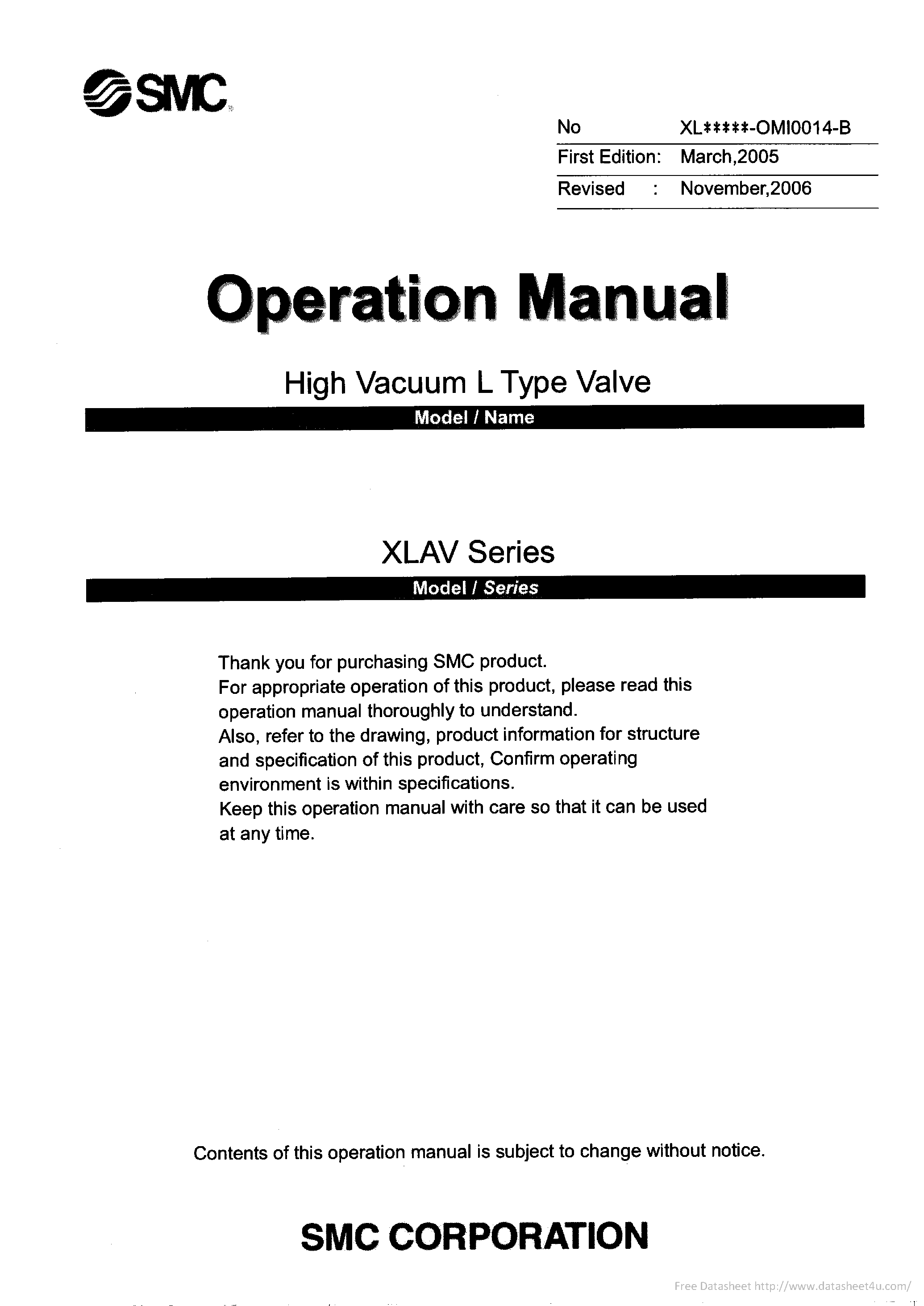 Datasheet XLAV - page 1