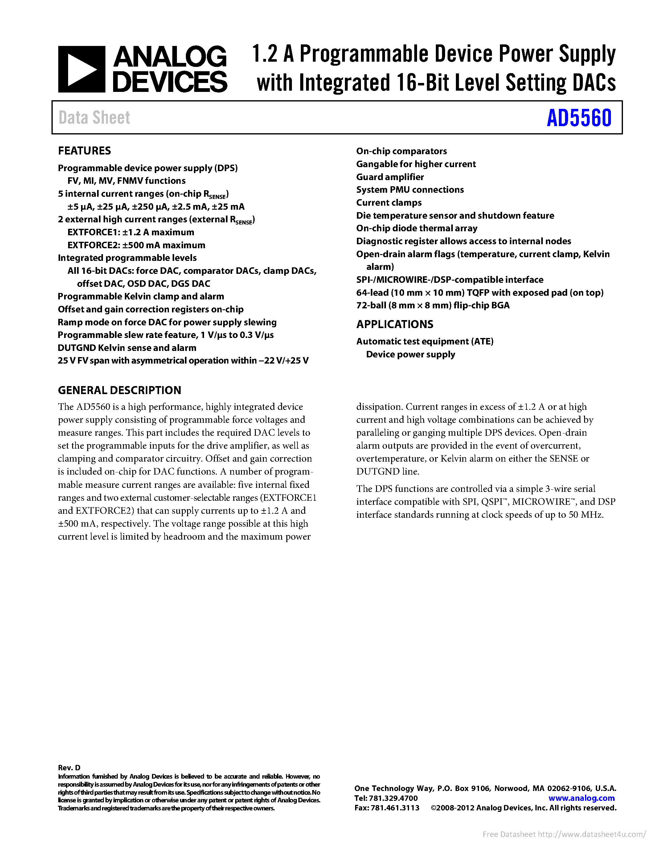 Datasheet AD5560 page 1 Datasheet AD5560 - page 1