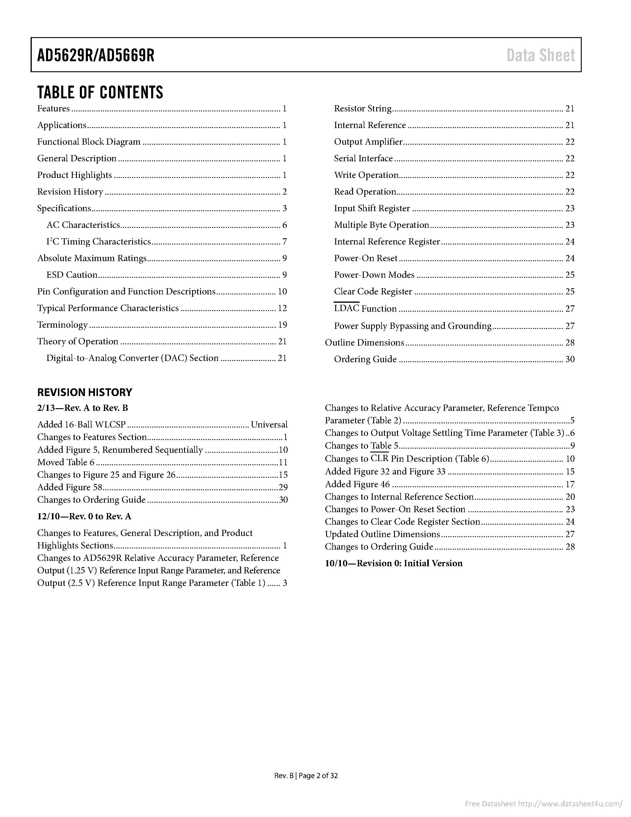 Datasheet AD5629R page 2 Datasheet AD5629R - page 2