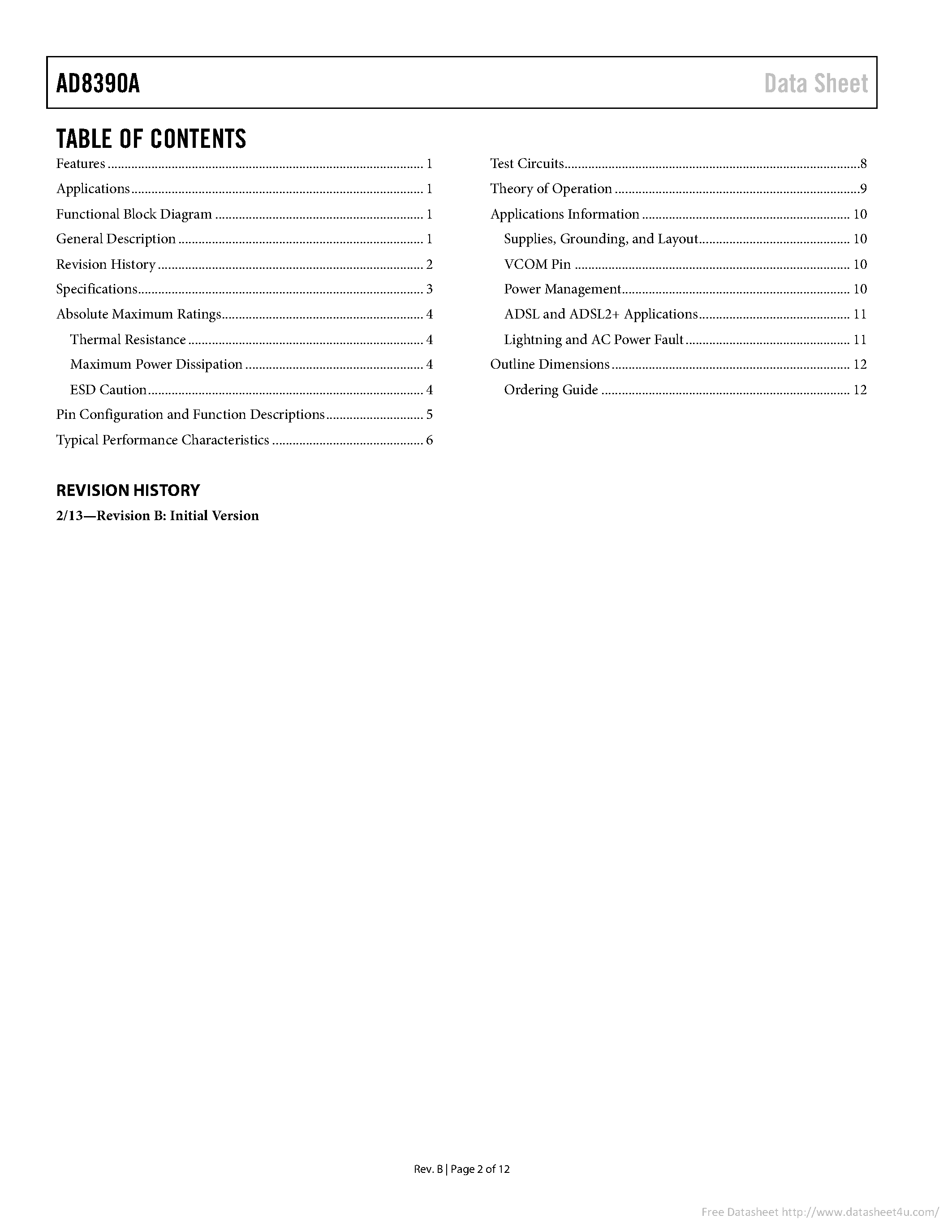 Datasheet AD8390A - page 2