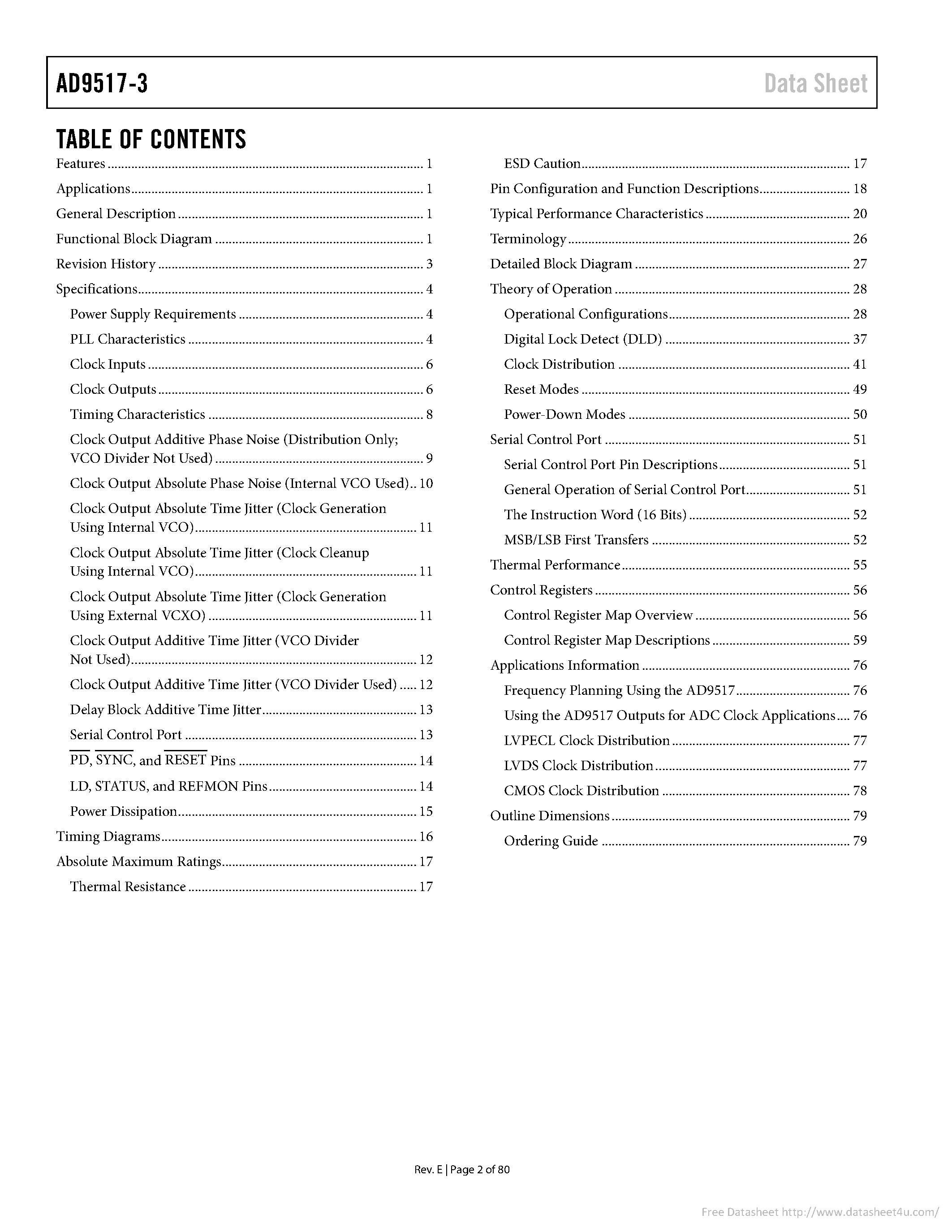 Datasheet AD9517-3 page 2 Datasheet AD9517-3 - page 2