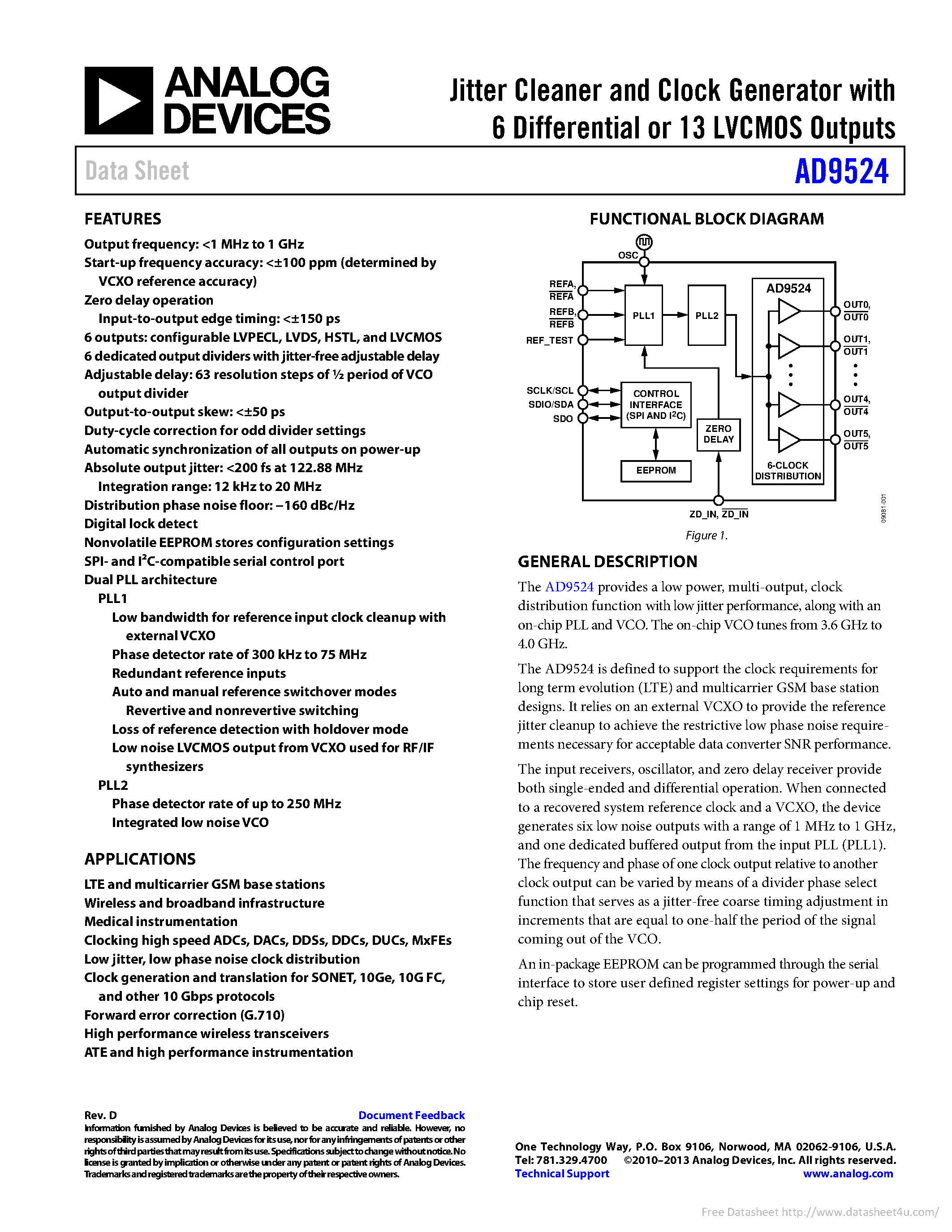 Datasheet AD9524 - page 1