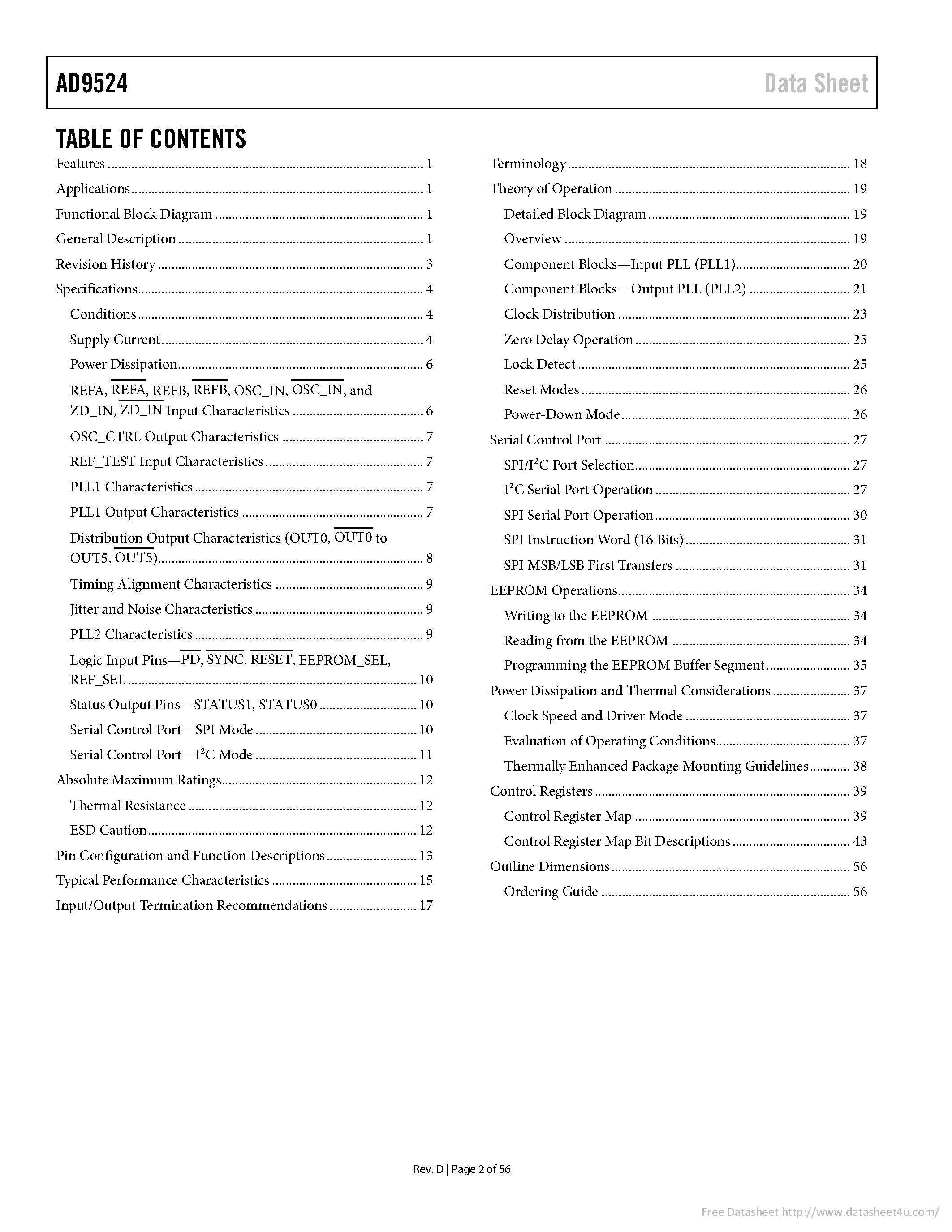 Datasheet AD9524 - page 2