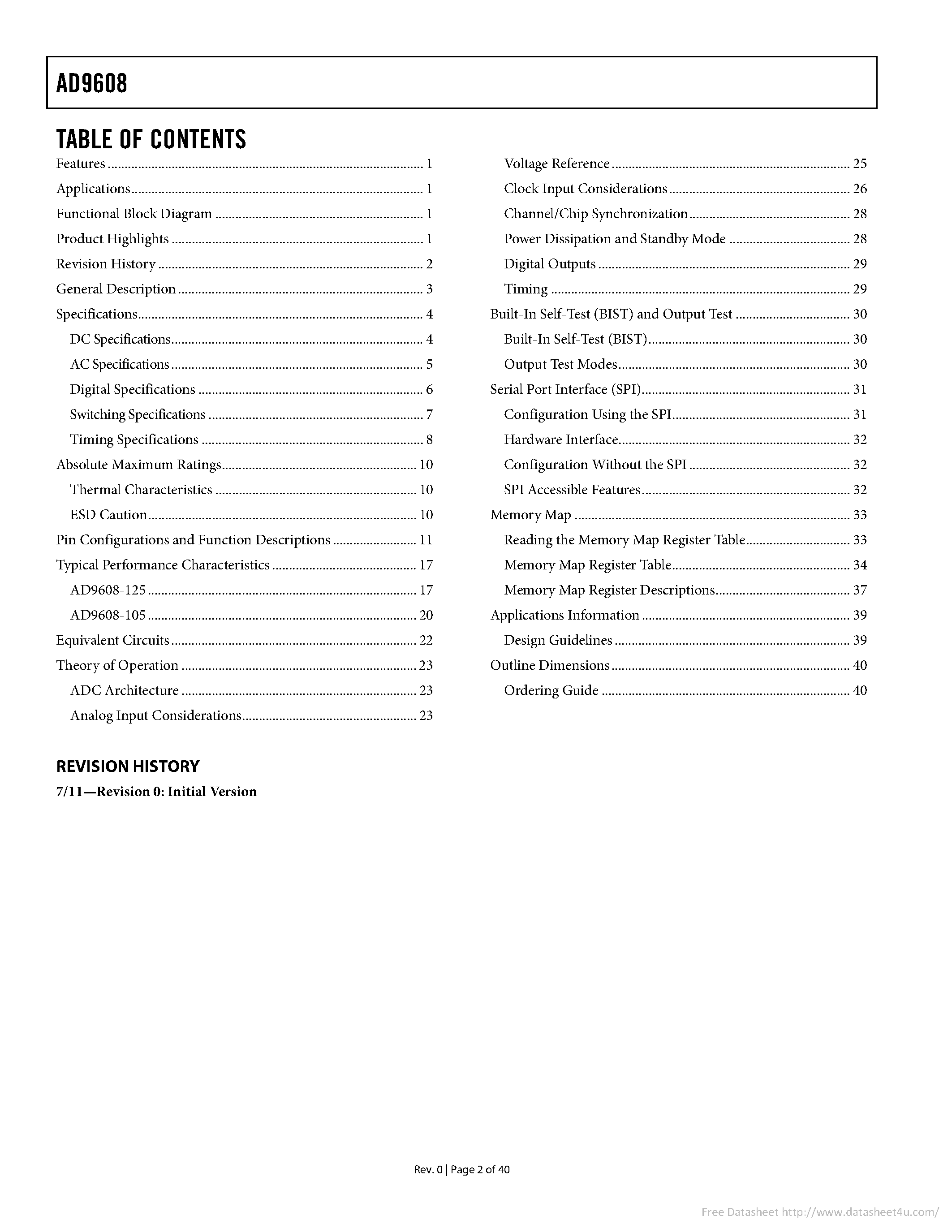 Даташит на микросхему AD9608 страница 2 Даташит AD9608 - страница 2