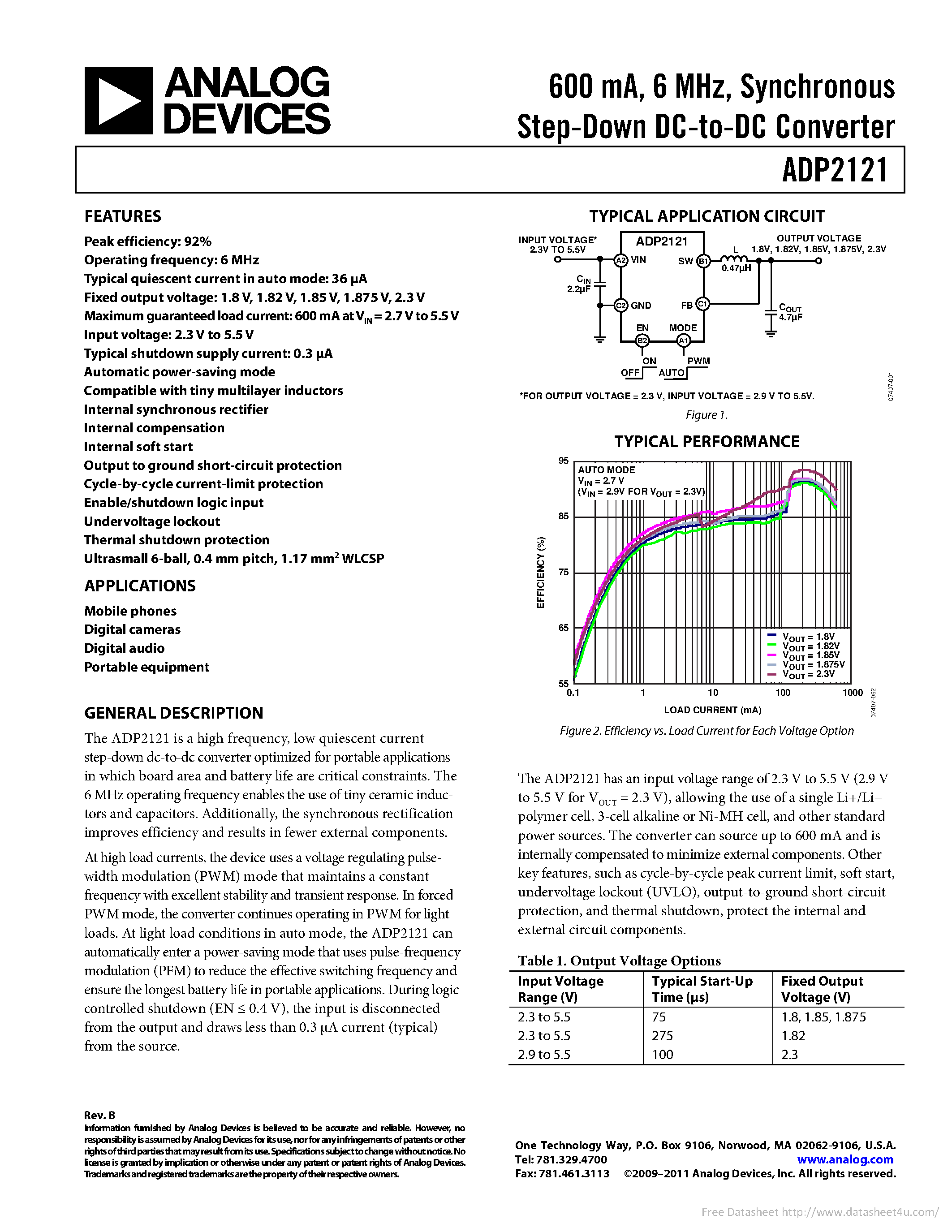 Datasheet ADP2121 - page 1