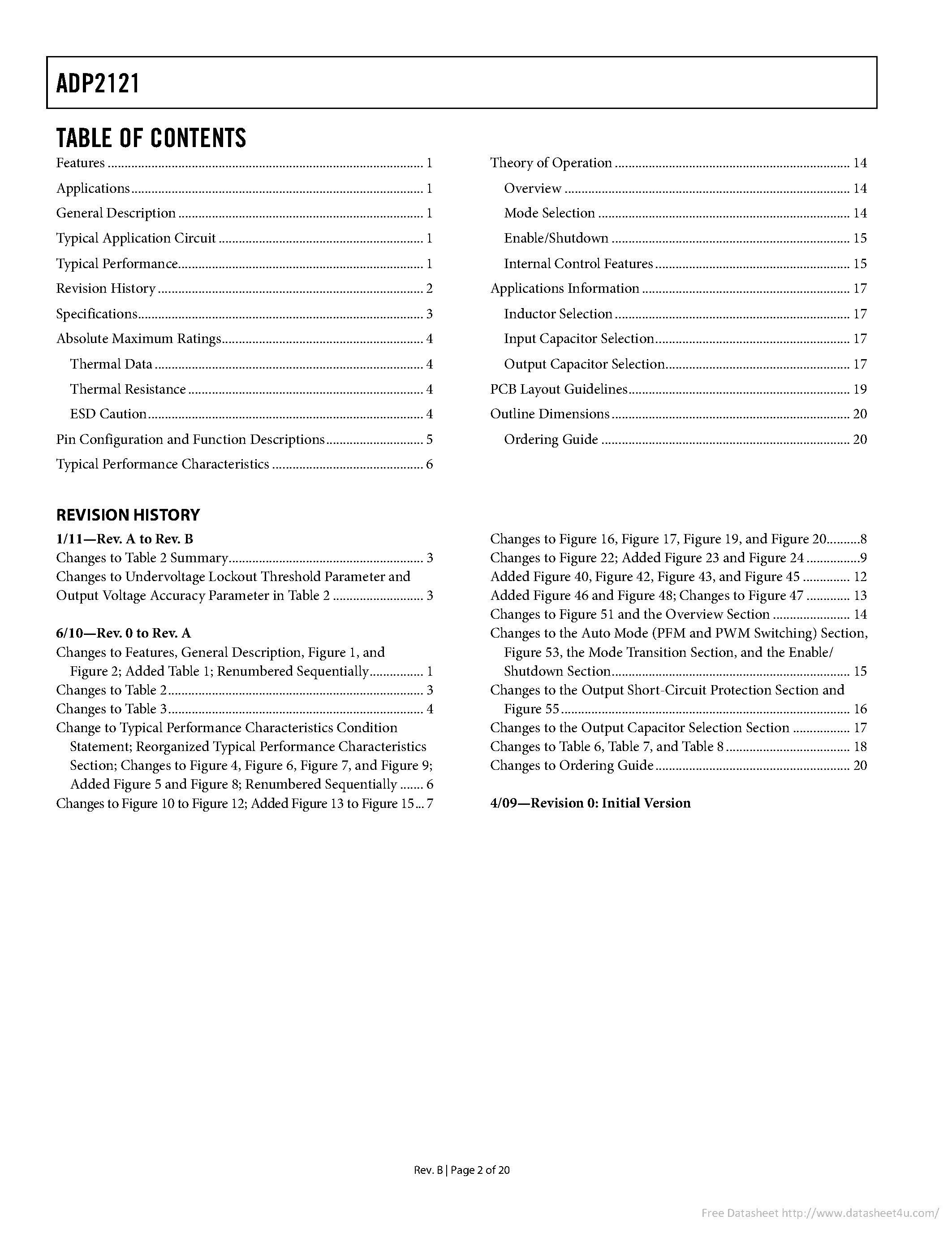 Datasheet ADP2121 - page 2