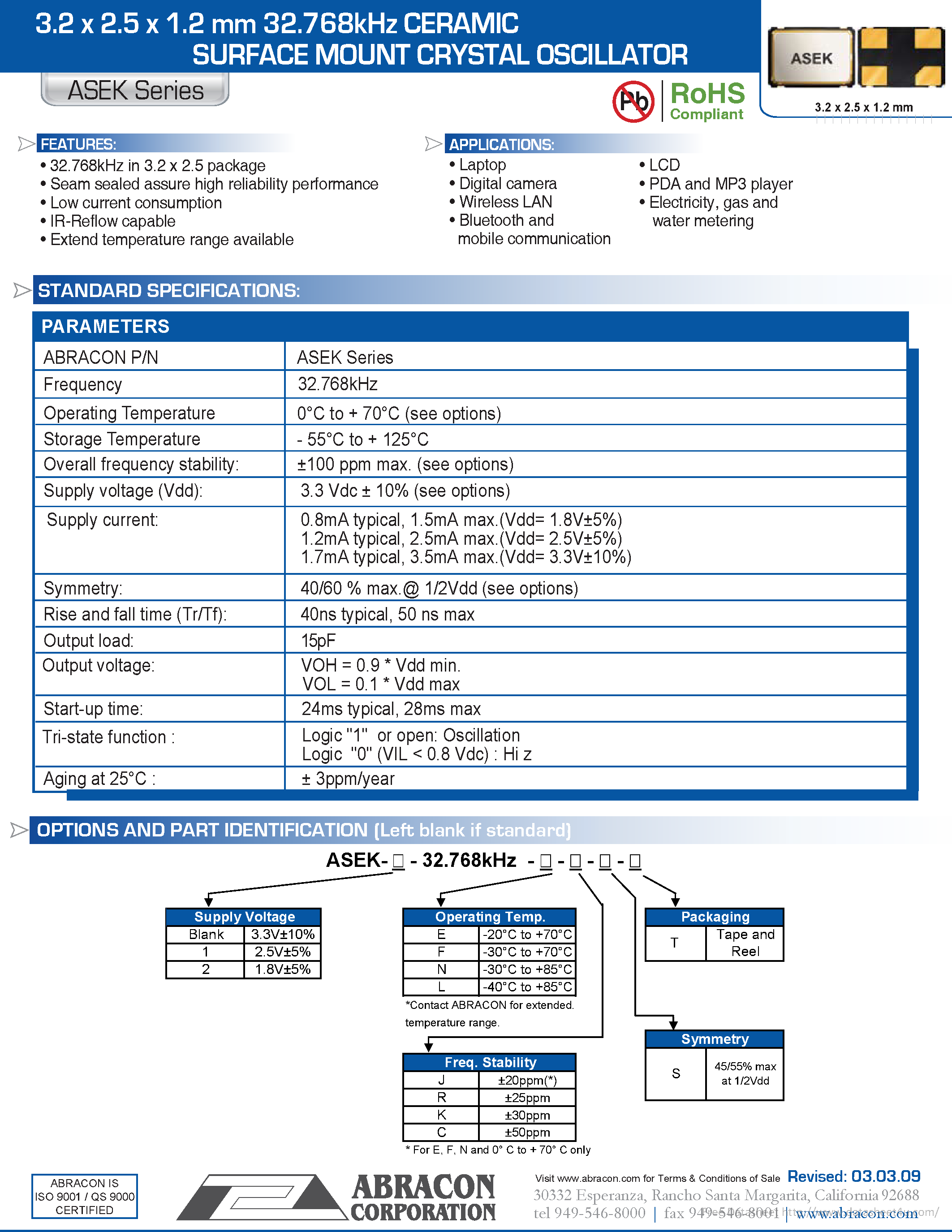 Datasheet ASEK - page 1