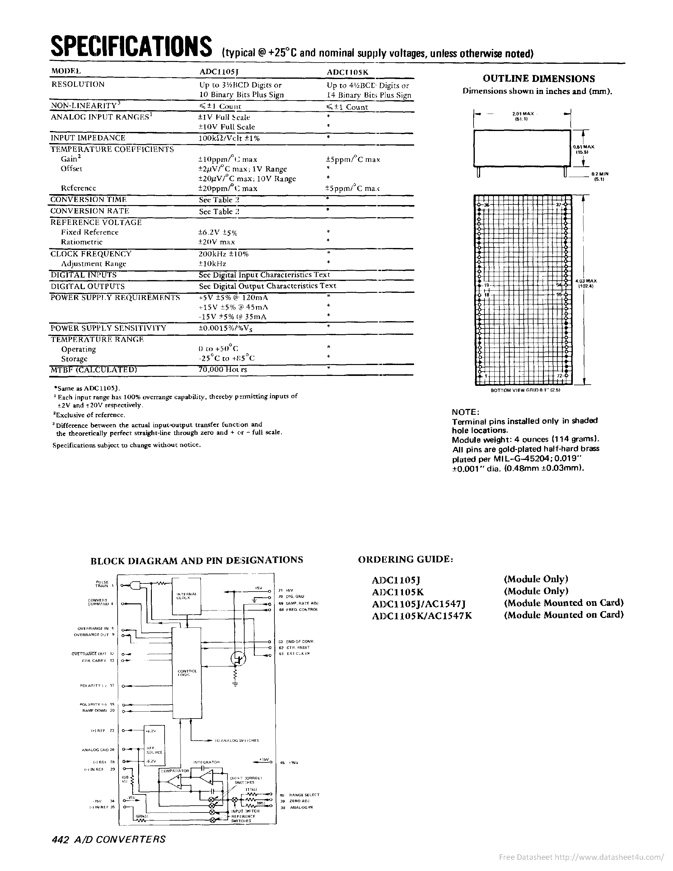 Datasheet ADC1105 - page 2