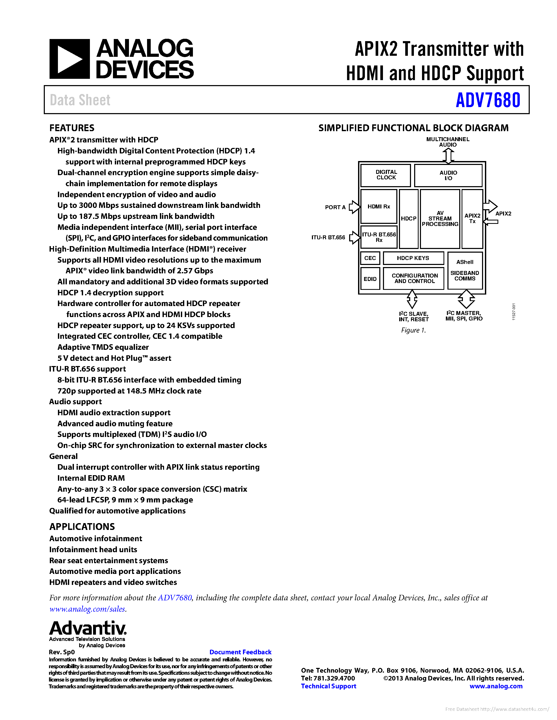 Даташит ADV7680 - страница 1