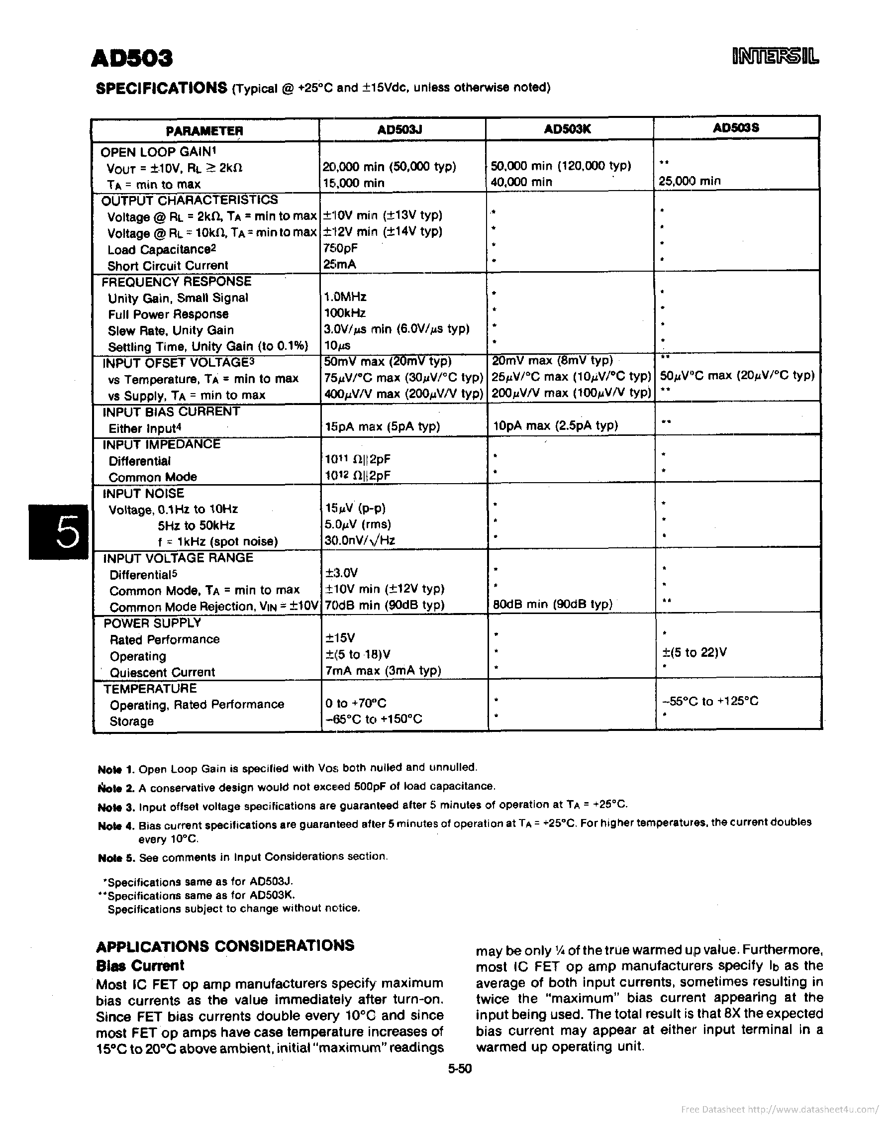 Datasheet AD503 - page 2