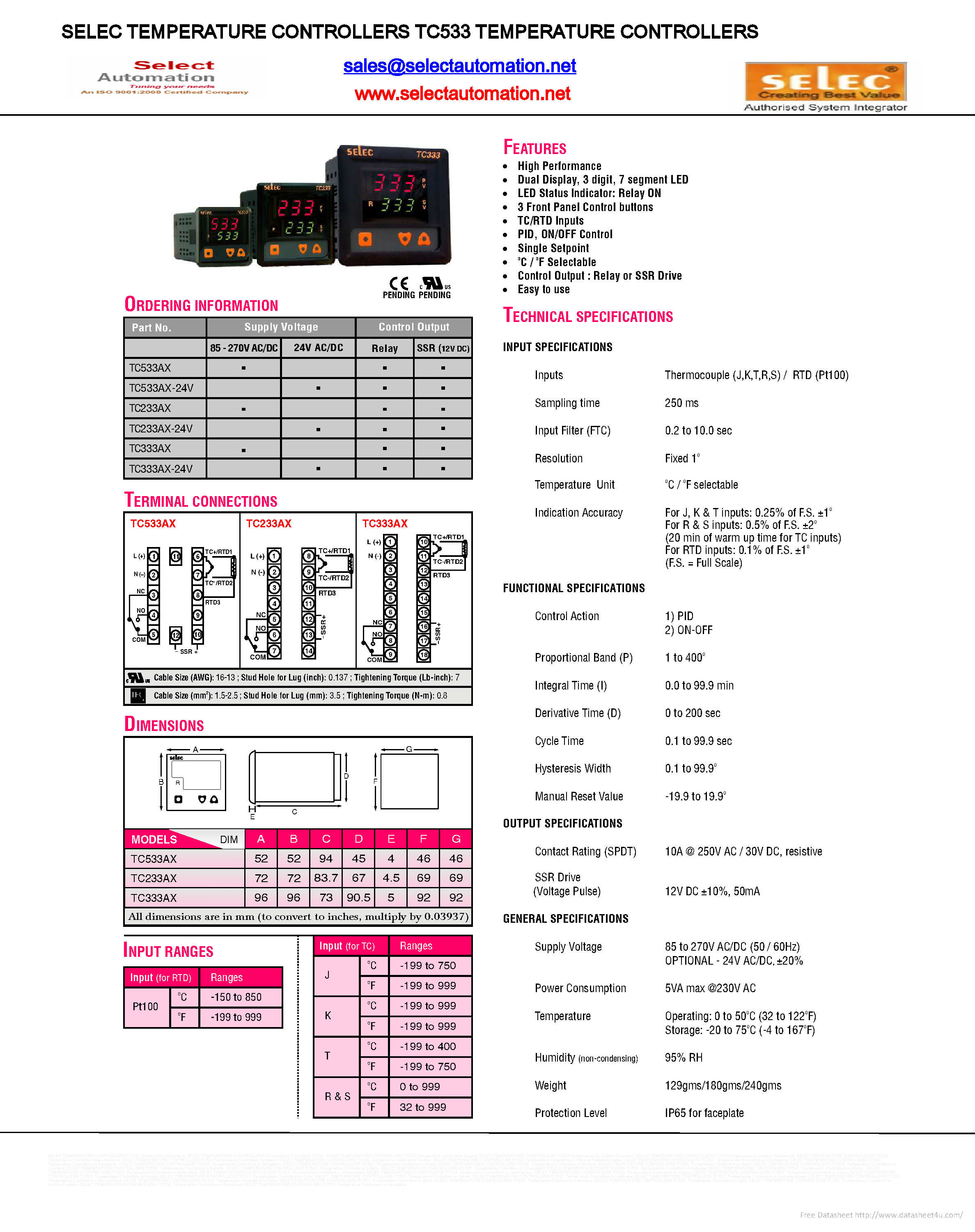 Datasheet TC533 page 1 Datasheet TC533 - page 1