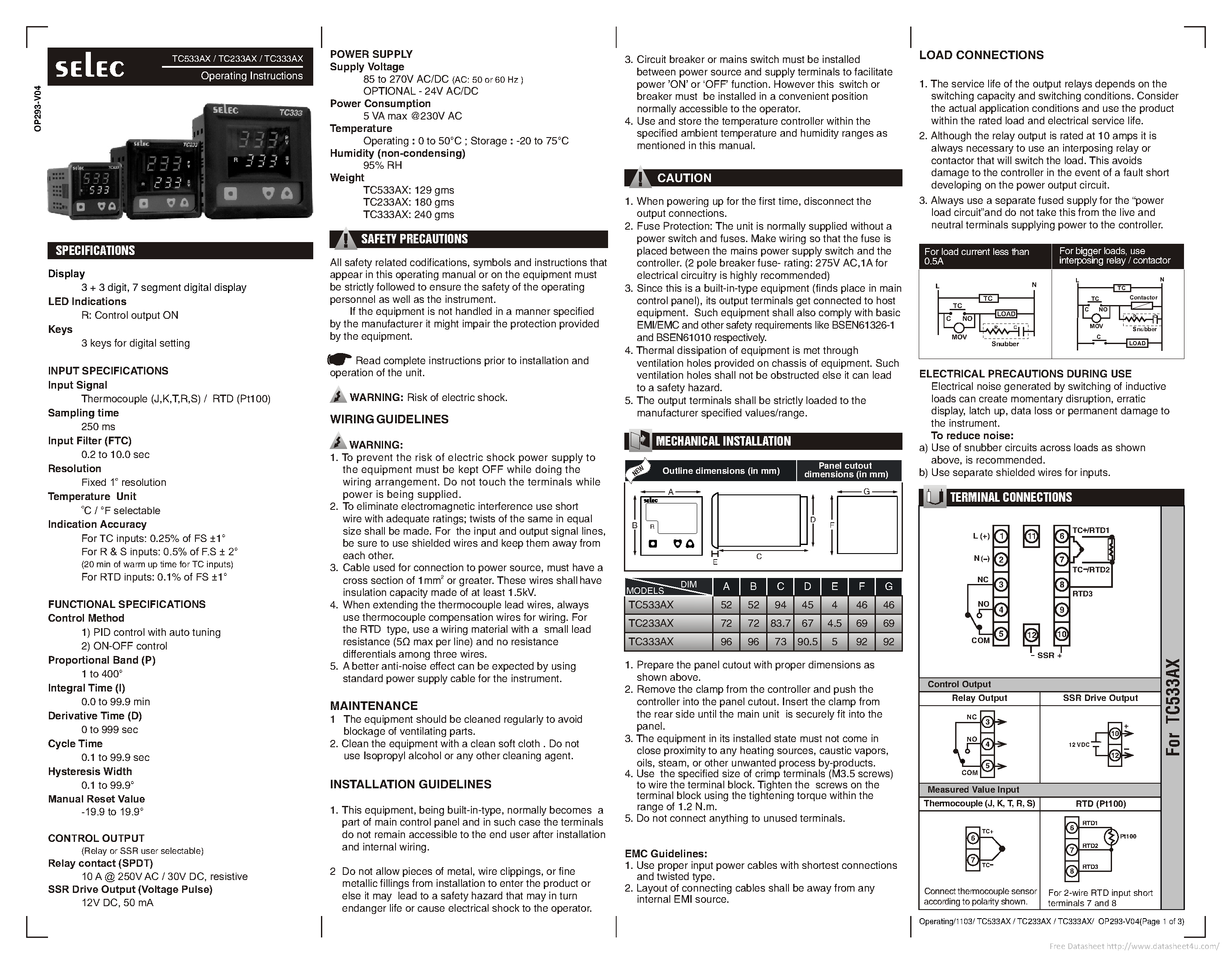 Datasheet TC333AX page 1 Datasheet TC333AX - page 1