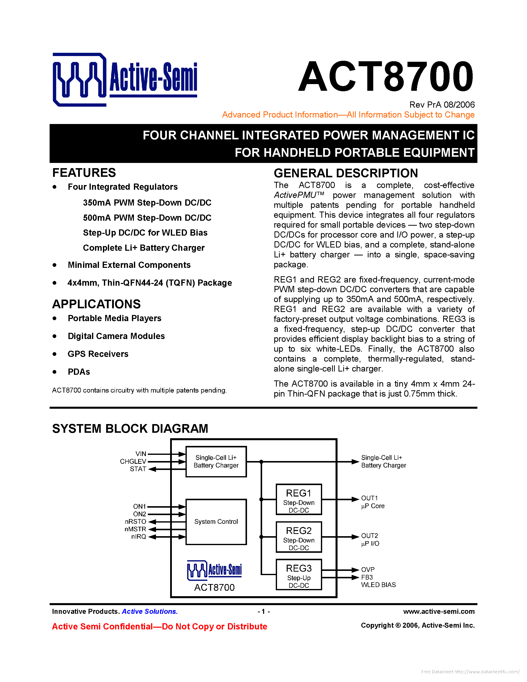 Даташит ACT8700 - страница 1