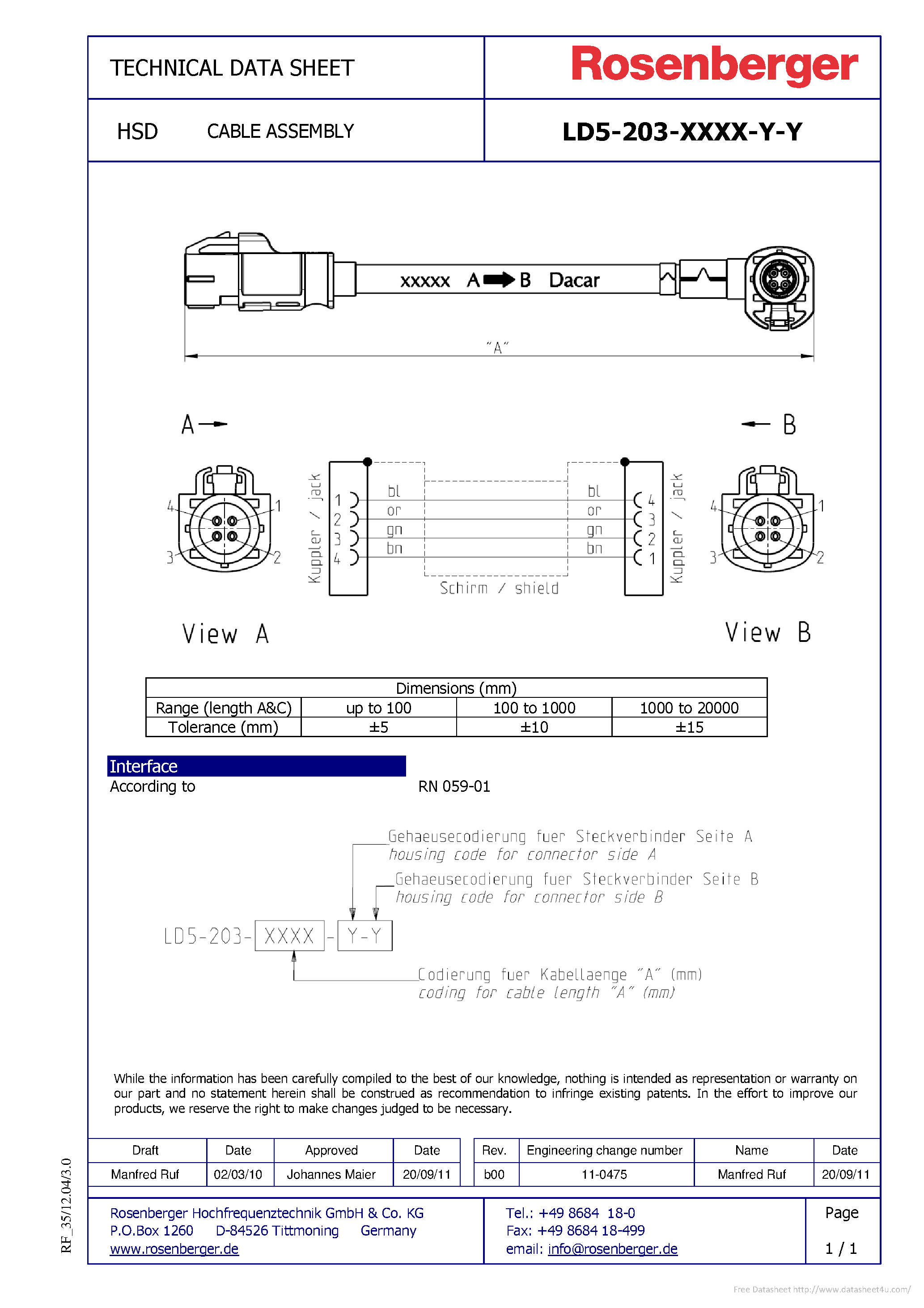 Datasheet LD5-203-XXXX-Y-Y - page 1