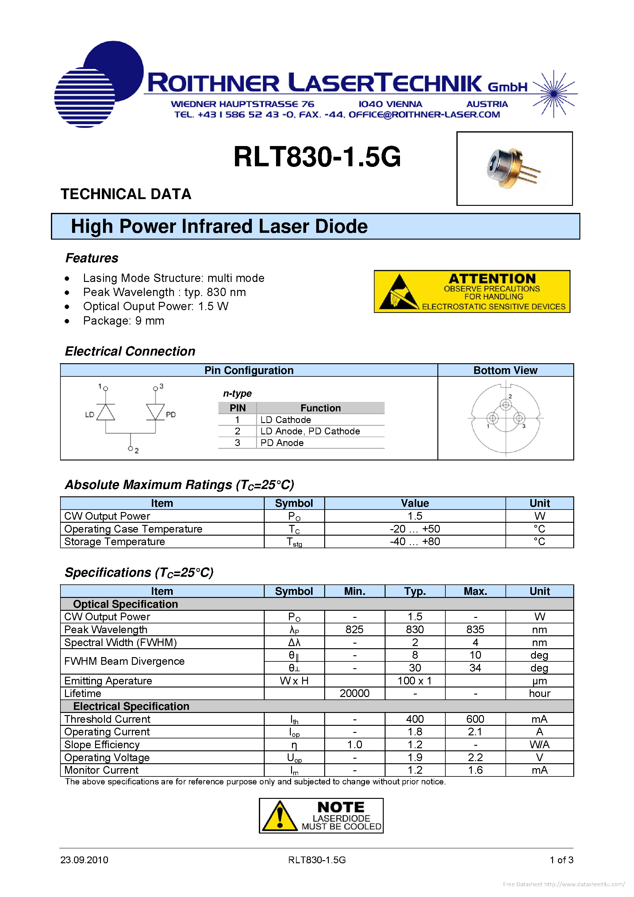 Datasheet RLT830-1.5G - page 1