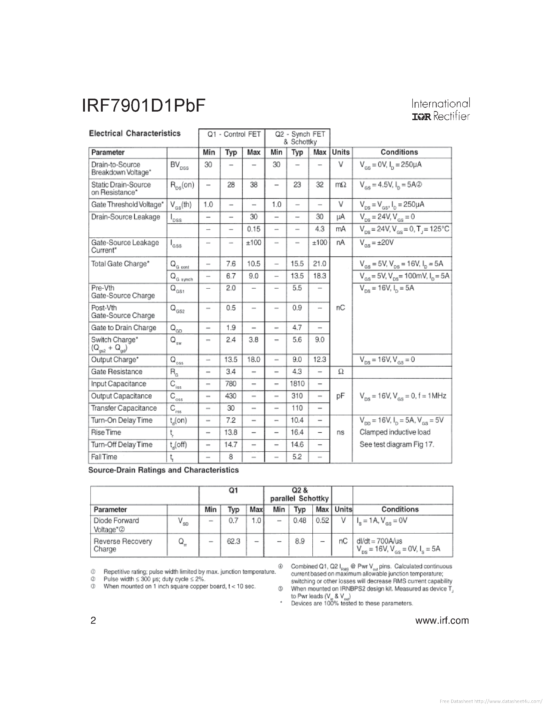 Datasheet IRF7901D1PBF - page 2