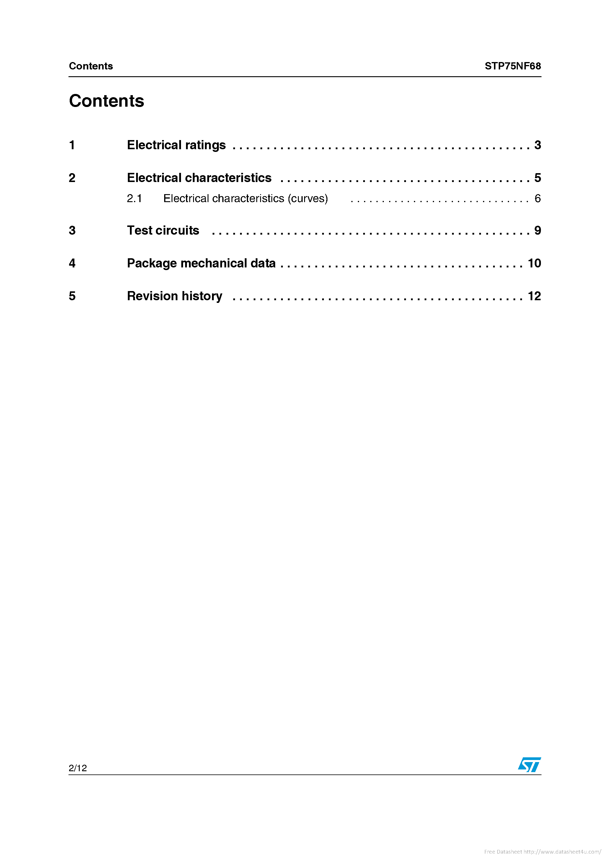 Datasheet STP75NF68 - page 2