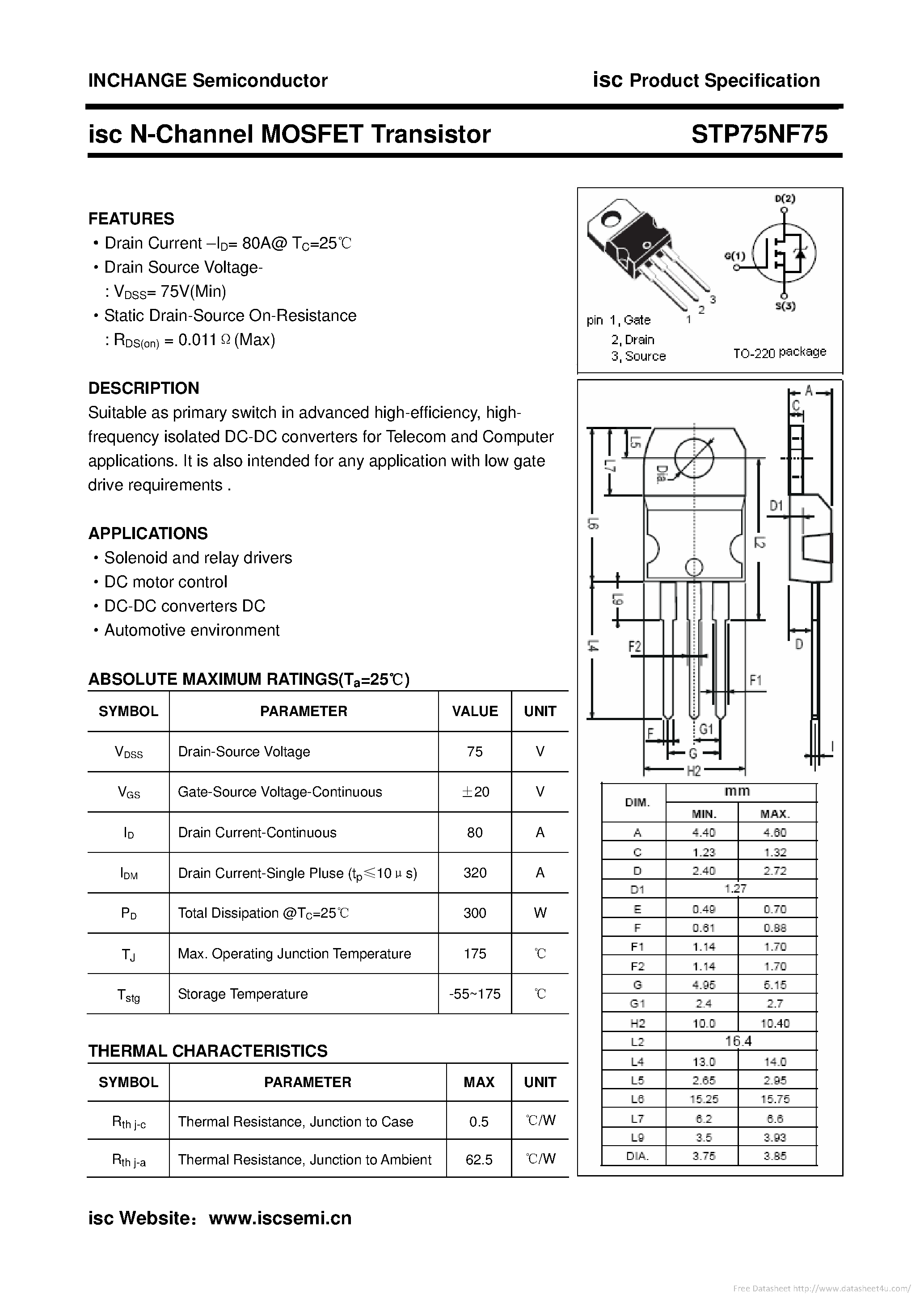 Datasheet STP75NF75 - page 1