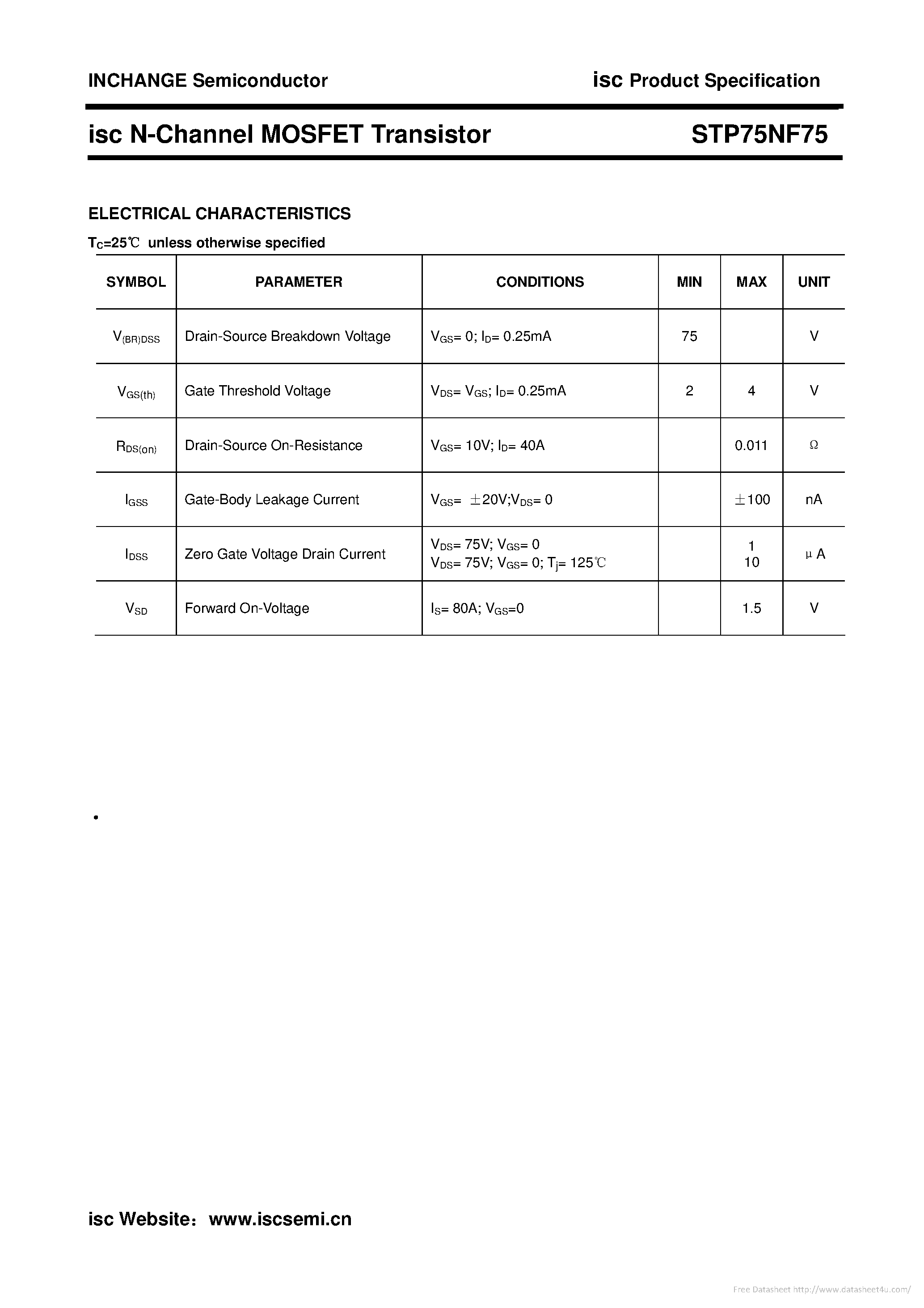 Datasheet STP75NF75 - page 2