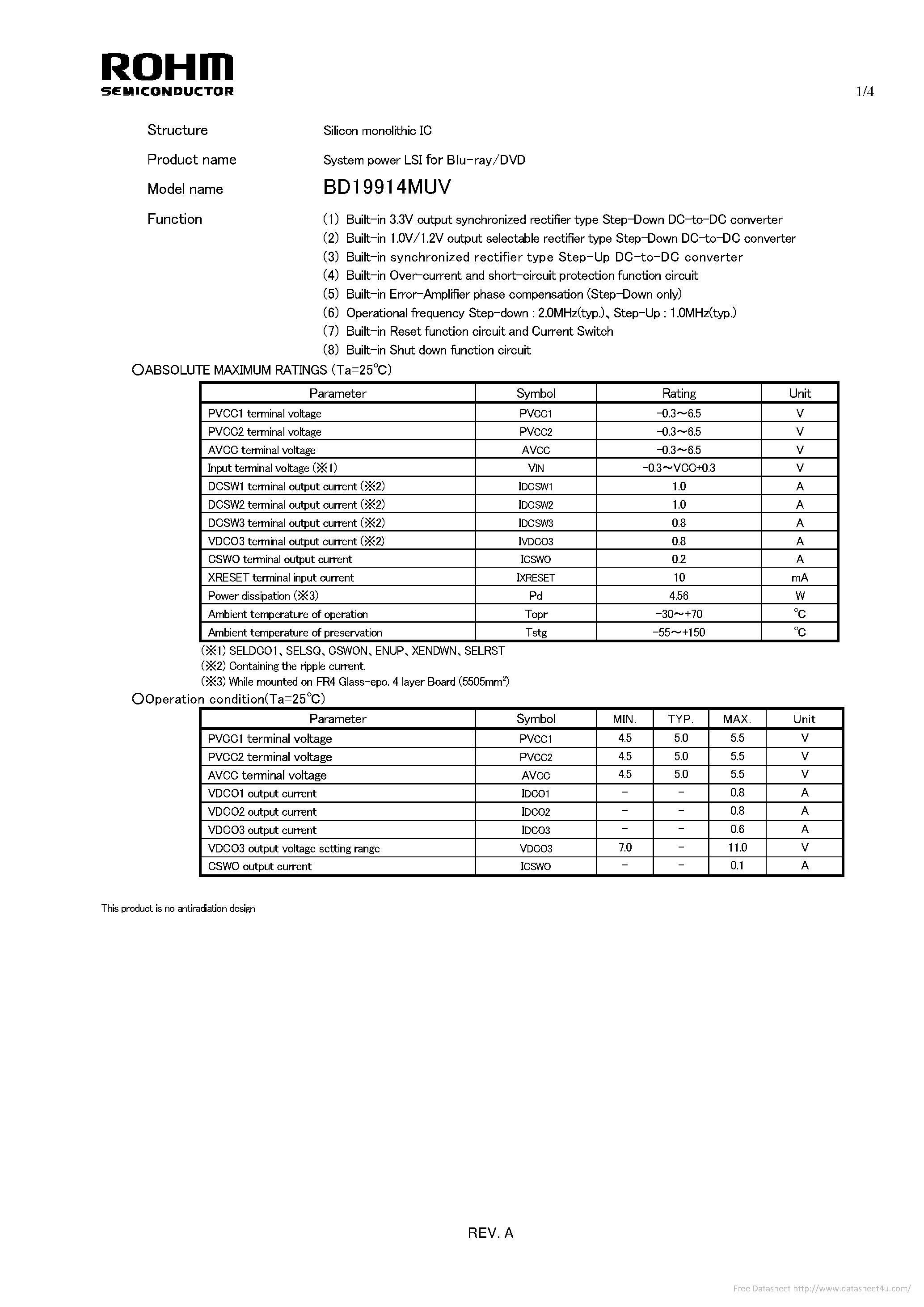 Даташит BD19914MUV - страница 1
