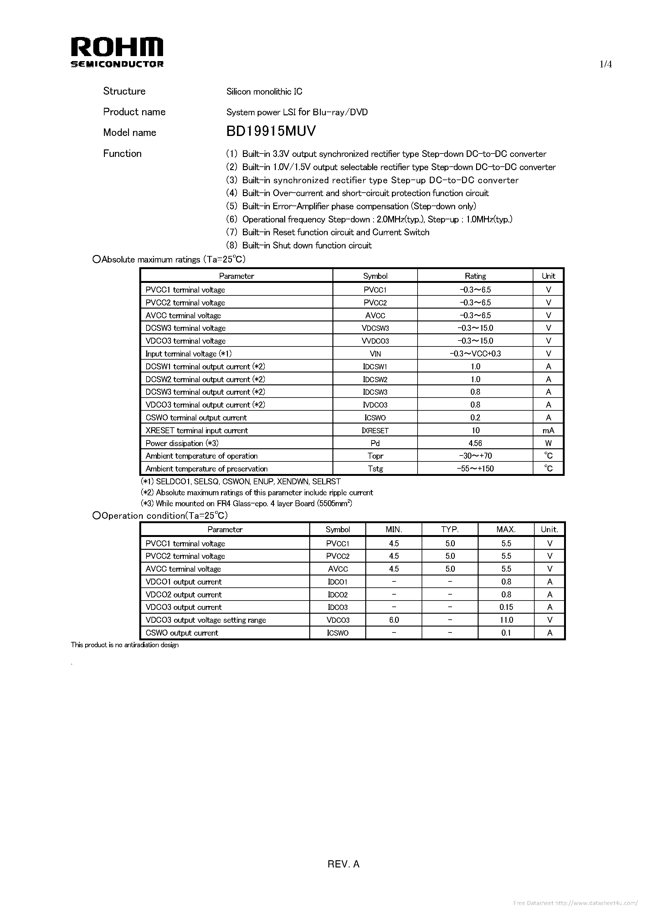 Datasheet BD19915MUV - page 1
