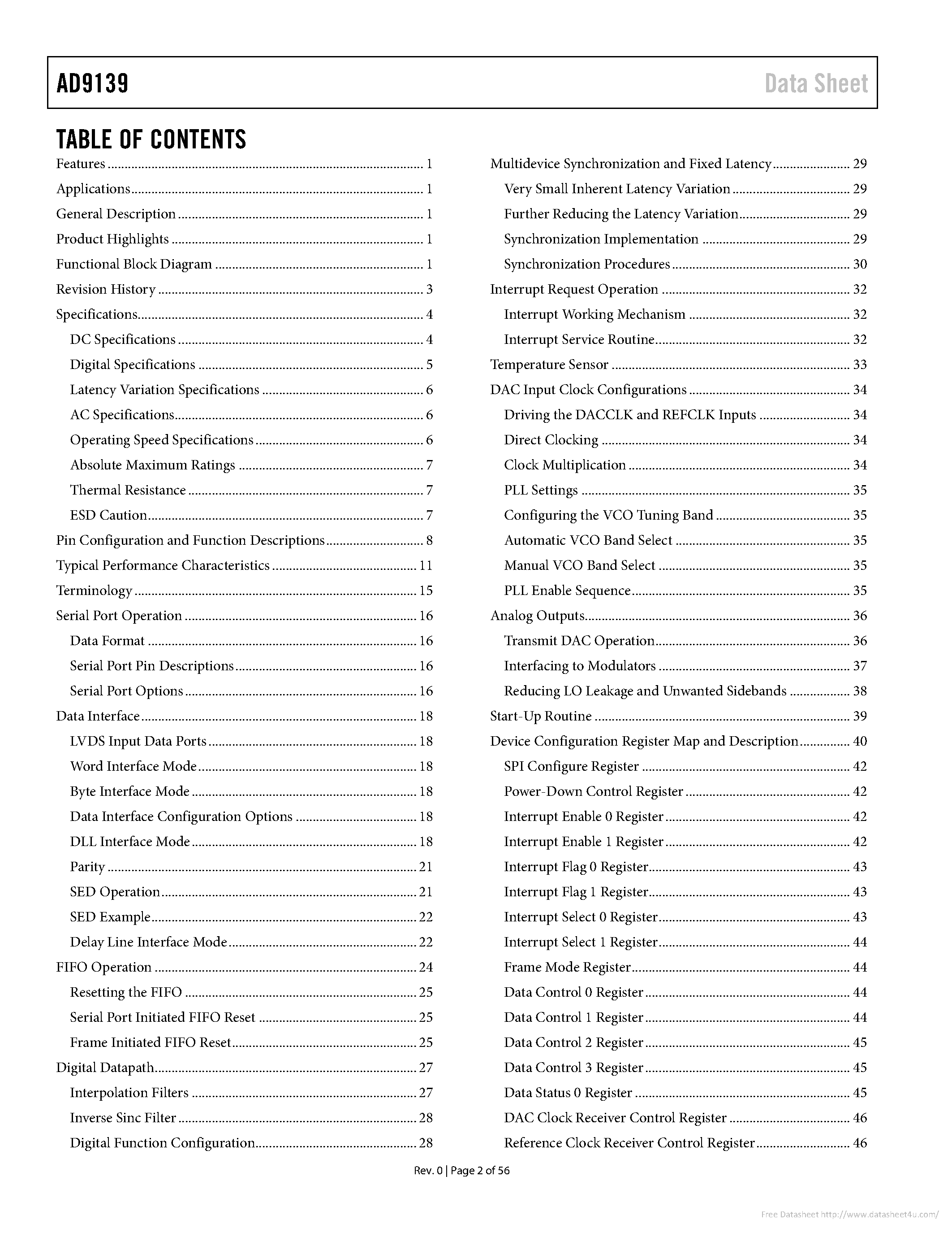Datasheet AD9139 page 2 Datasheet AD9139 - page 2