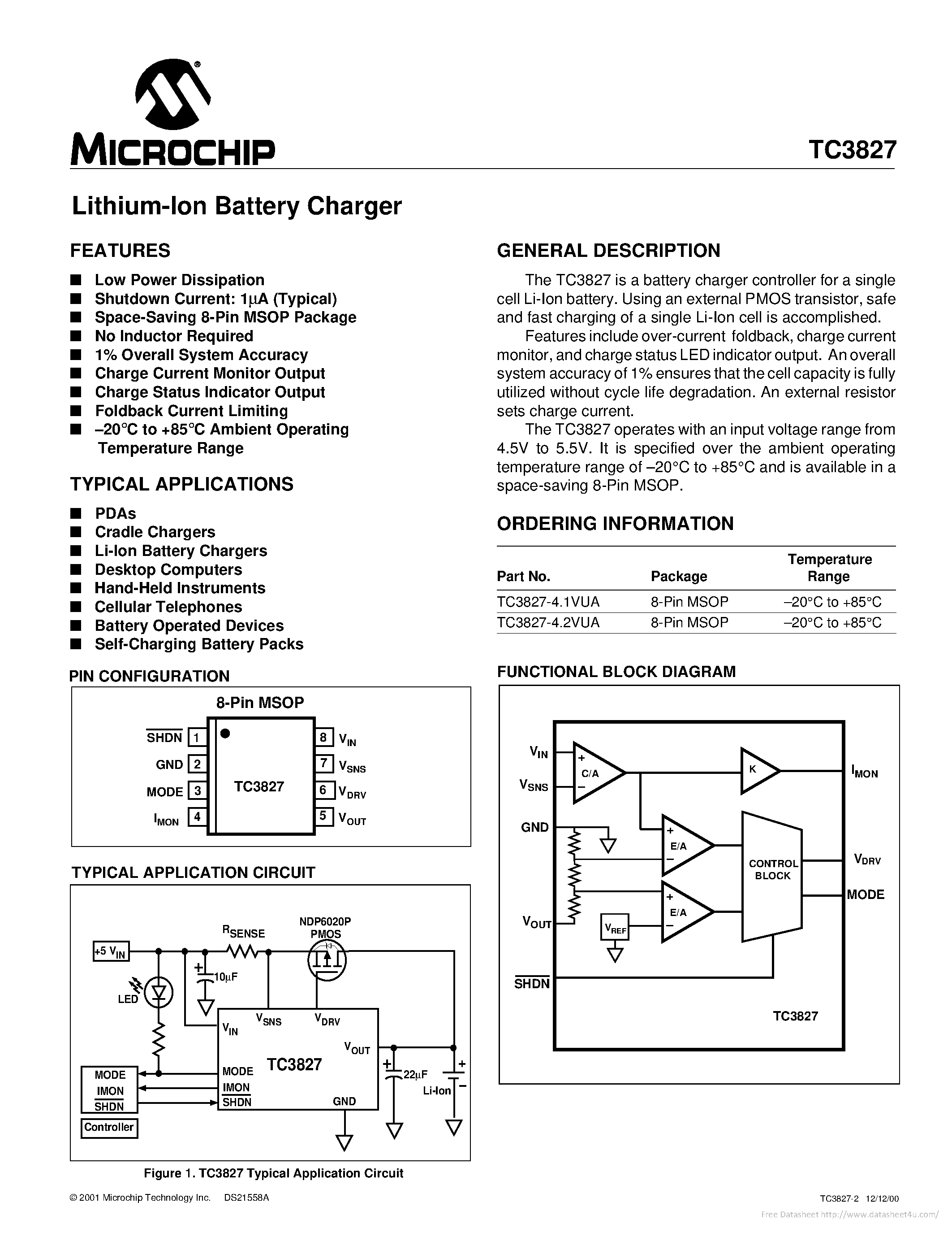 Datasheet TC3827 page 1 Datasheet TC3827 - page 1