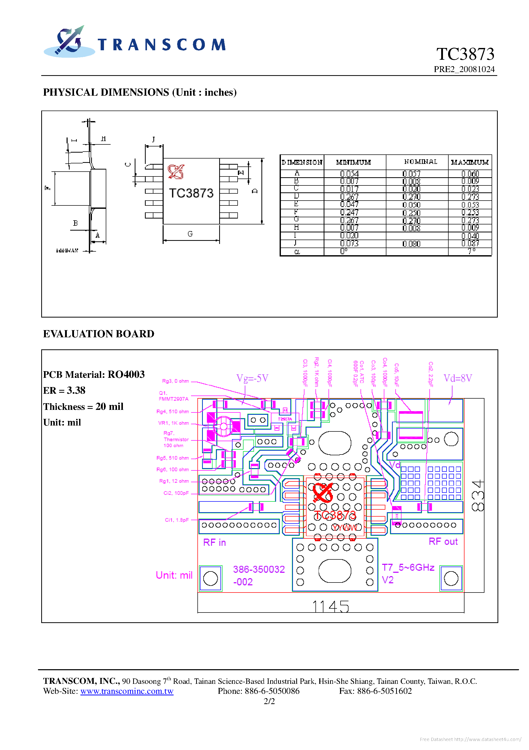 Datasheet TC3873 - page 2