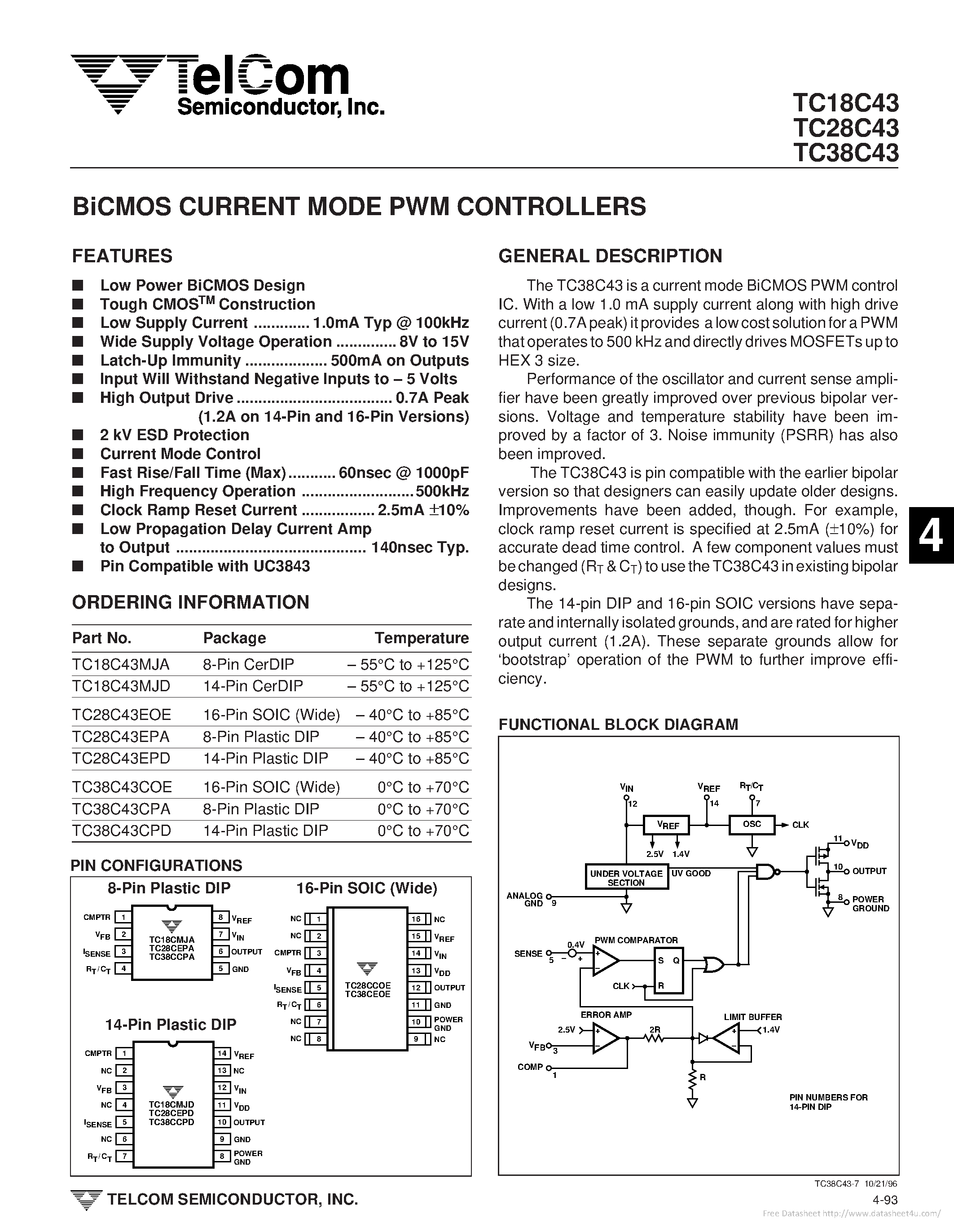 Datasheet TC18C43 page 1 Datasheet TC18C43 - page 1
