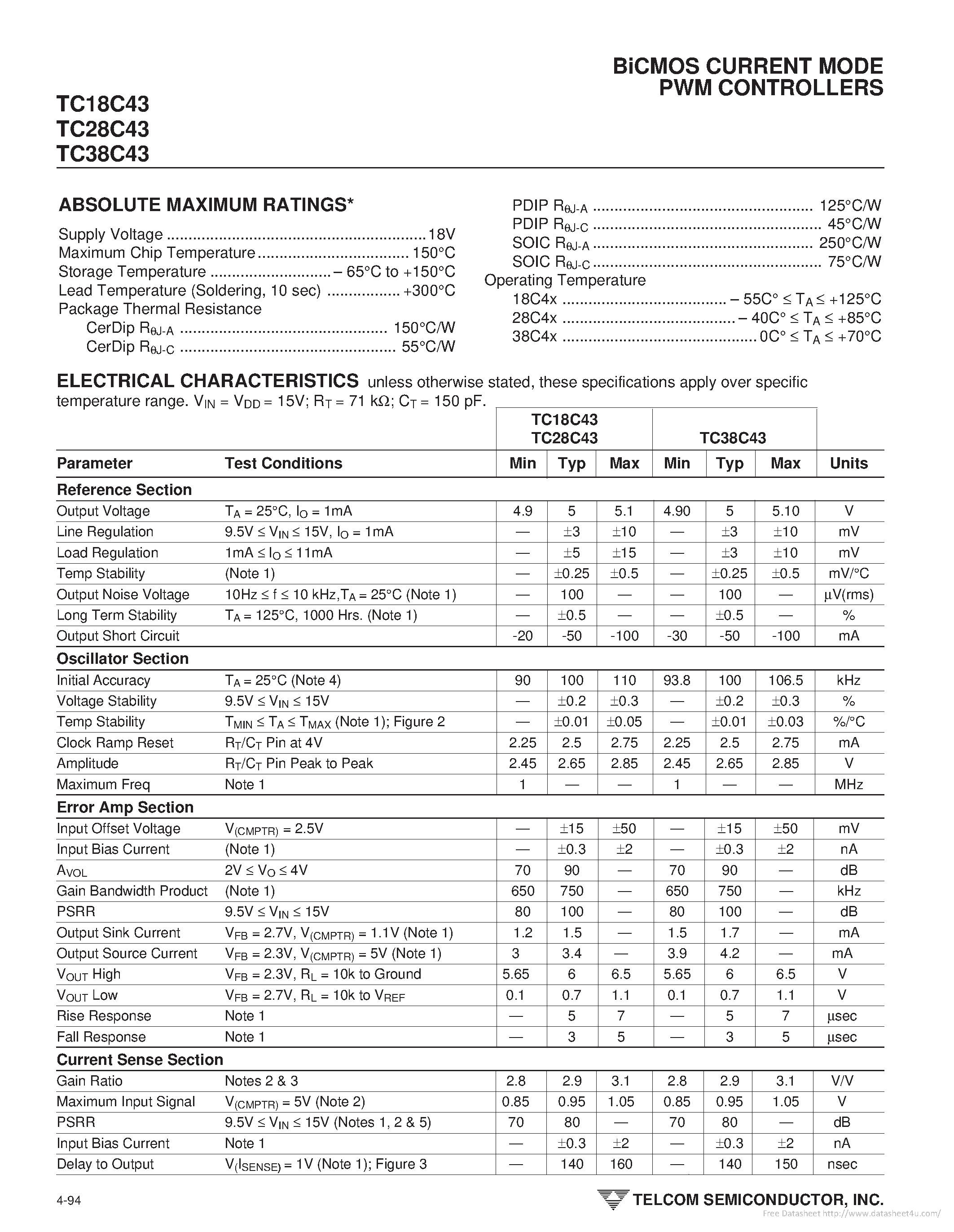 Datasheet TC18C43 page 2 Datasheet TC18C43 - page 2