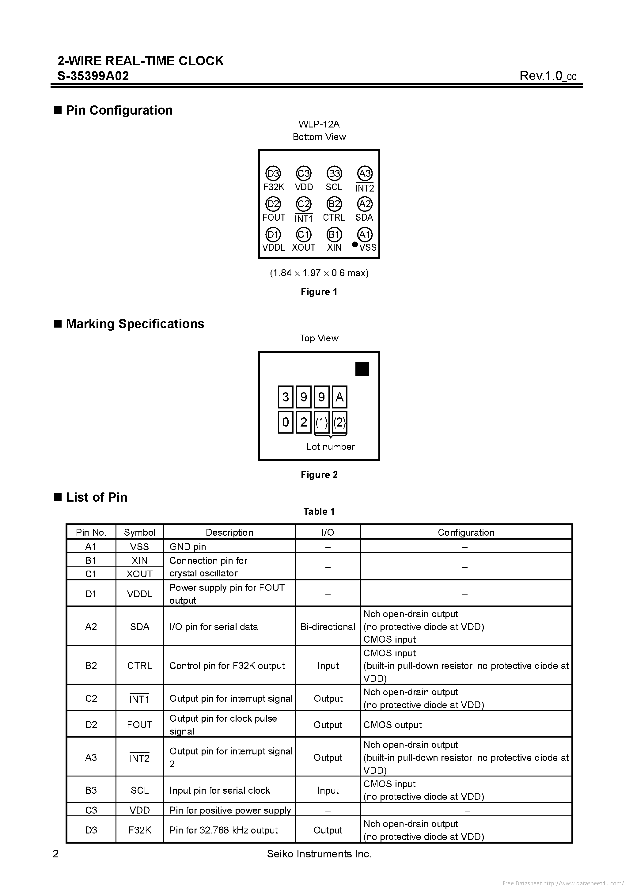 Datasheet S-35399A02 page 2 Datasheet S-35399A02 - page 2