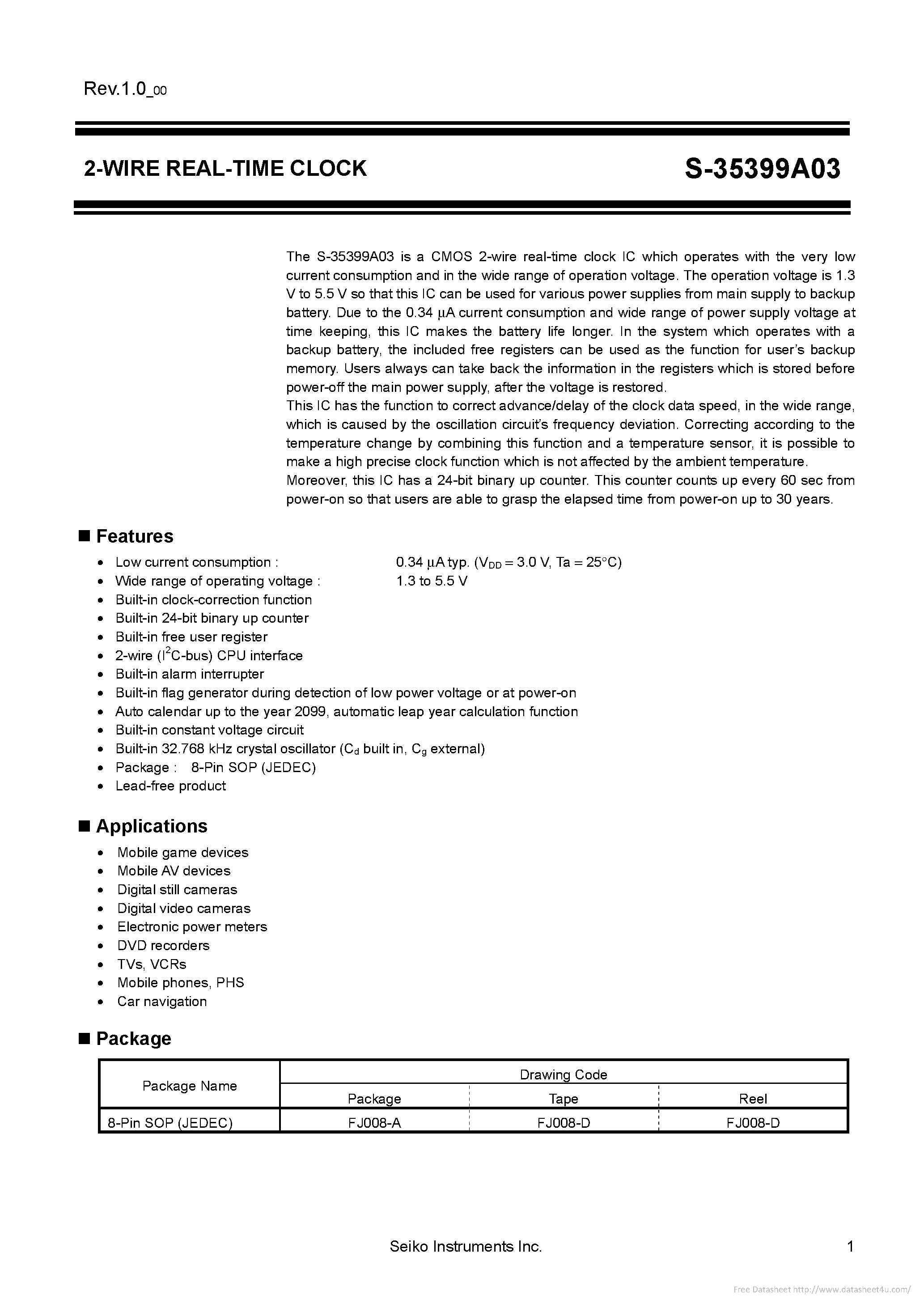 Datasheet S-35399A03 - page 1