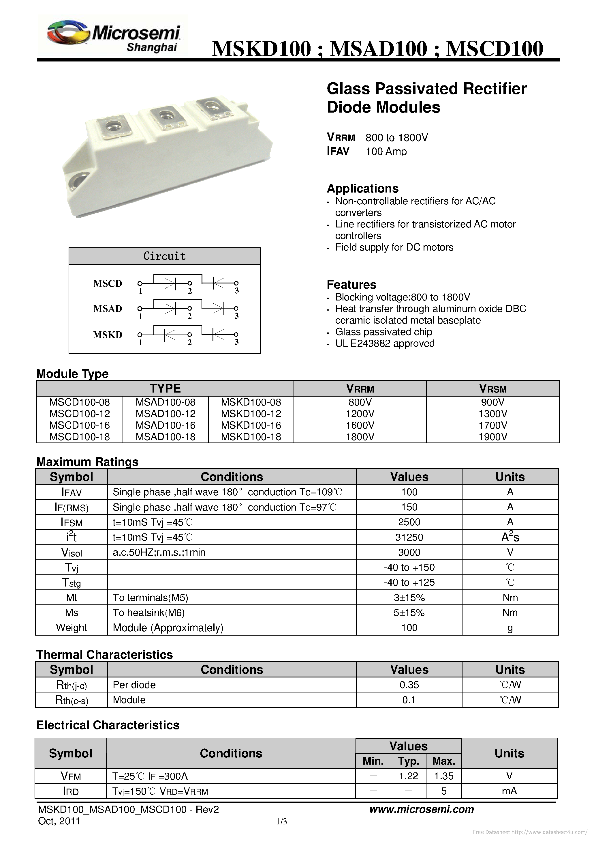 Даташит на микросхему MSAD100 страница 1 Даташит MSAD100 - страница 1